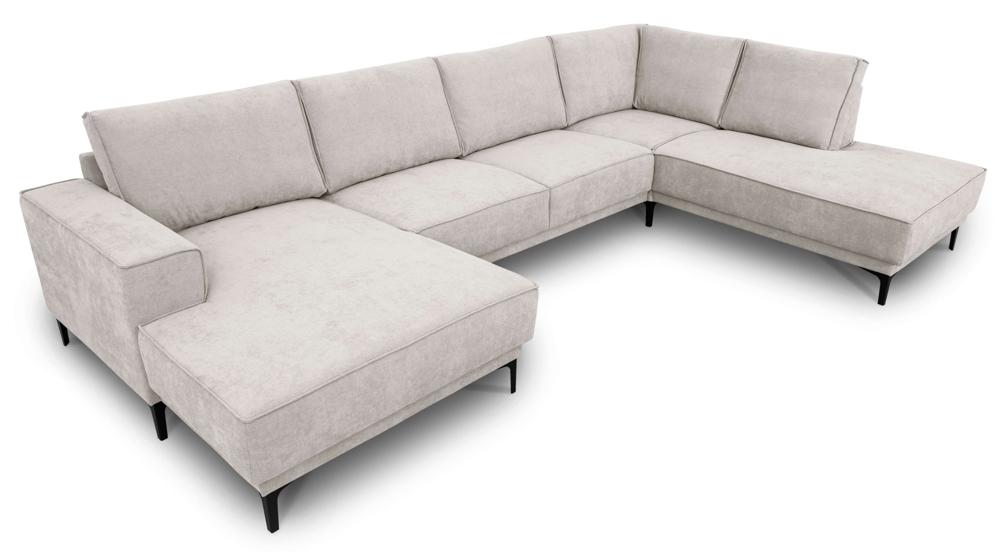 Places of Style Wohnlandschaft »XXL Sofa Oland, Struktur, Flachgewebe, Luxus-Microfaser, Boucle«, U-Form, 345 cm, Wellenunterfederung, Skandi-Design, Metallfüße