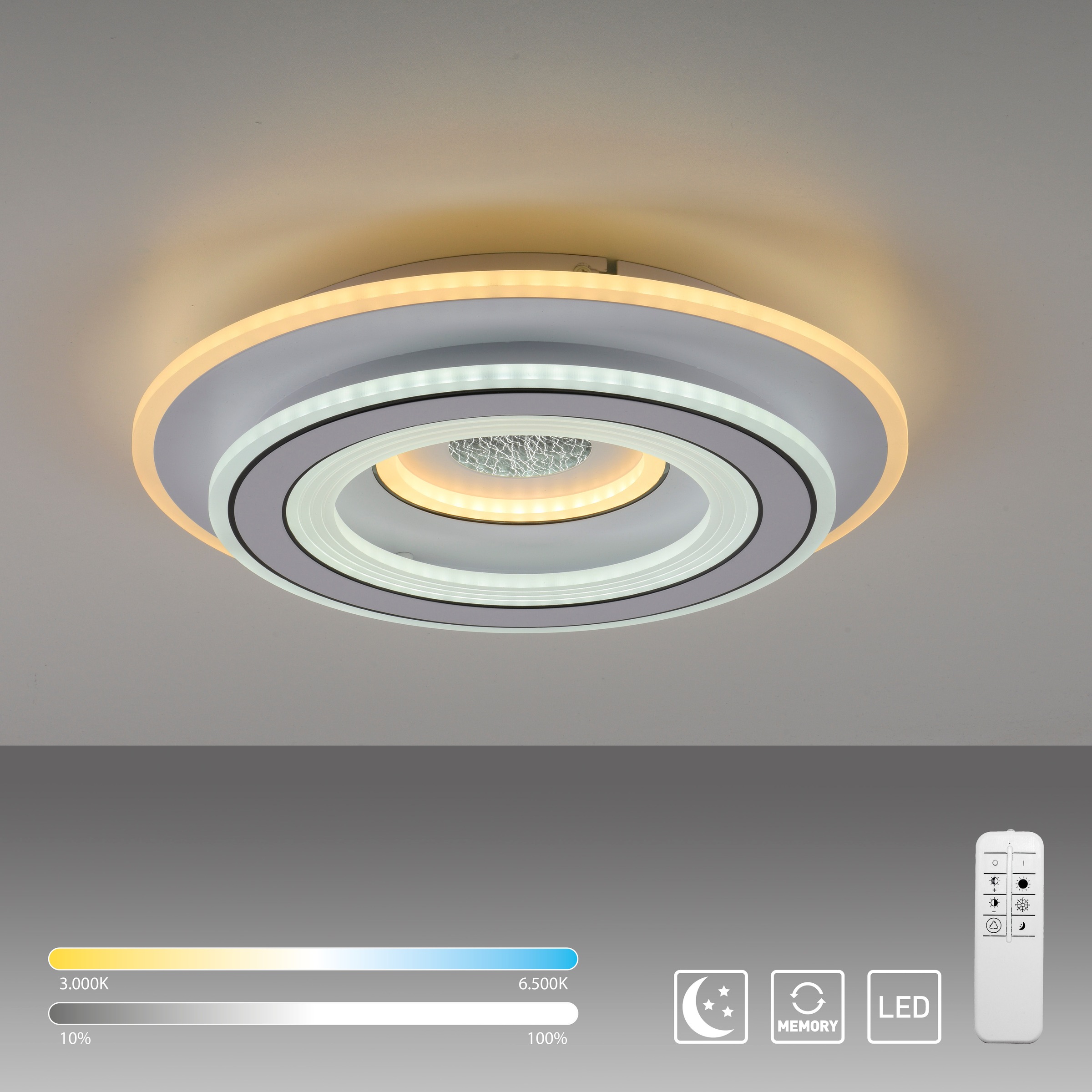 JUST LIGHT Deckenleuchte »TOLAGO«, 1 flammig, Leuchtmittel LED-Board | LED fest integriert, LED, Fernbedienung, Infrarot inkl.