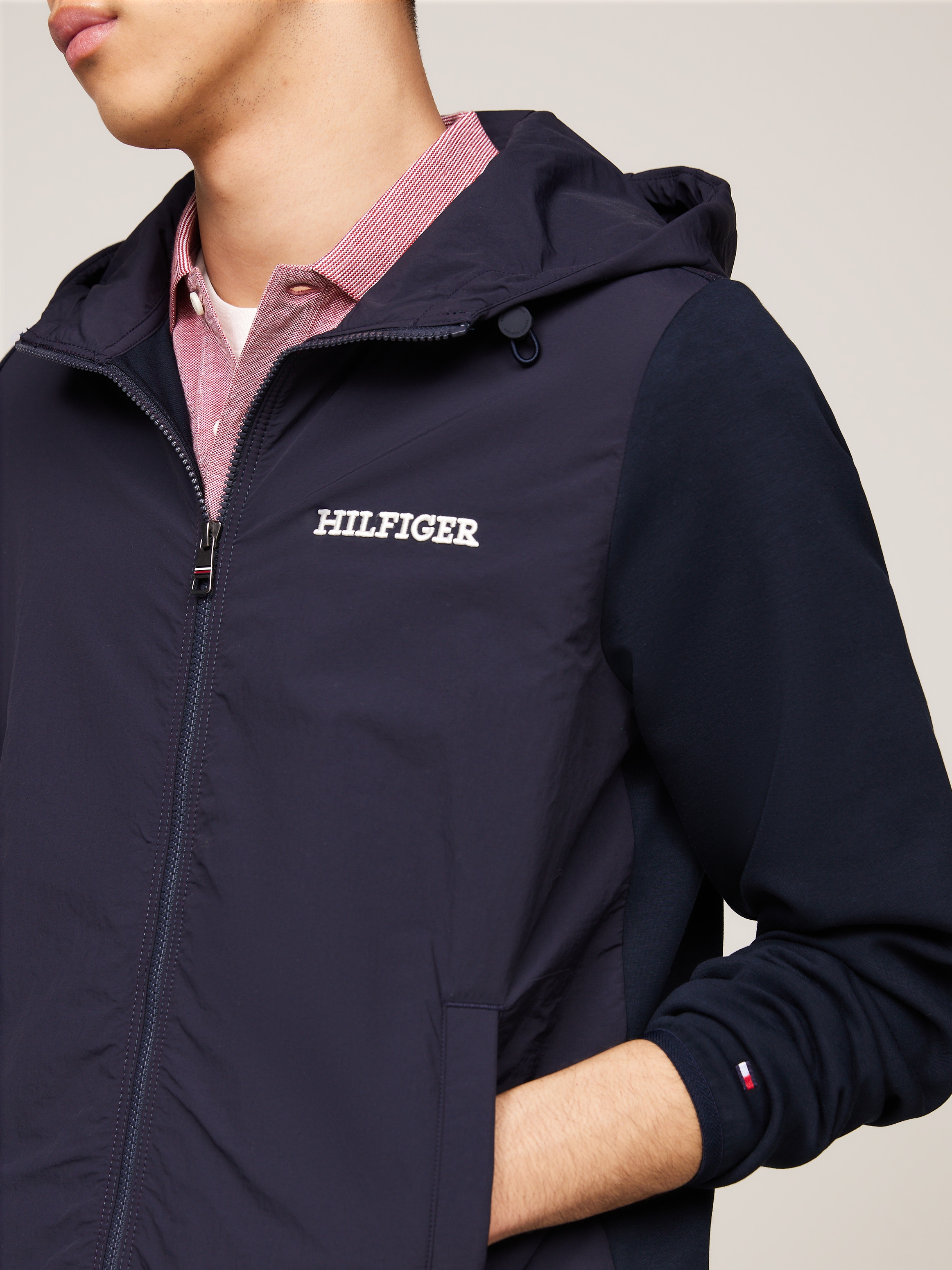 Tommy Hilfiger Sweatjacke »MONOTYPE MIX MEDIA HDD ZIP THRU«, mit Kapuze