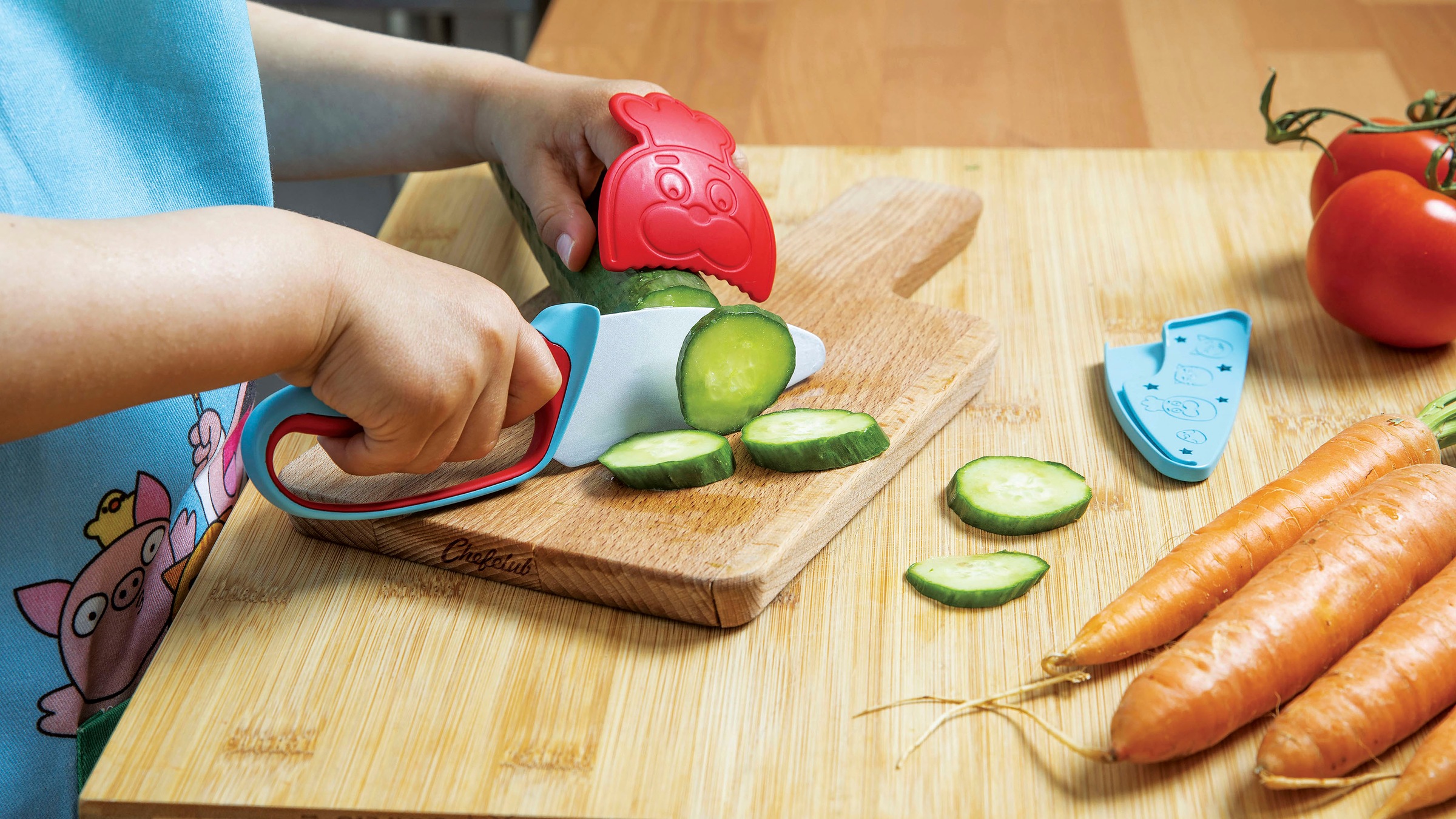 Chefclub Kinderkochmesser »Messer für Kinder, blau/rot«, (Set, 3 tlg.)