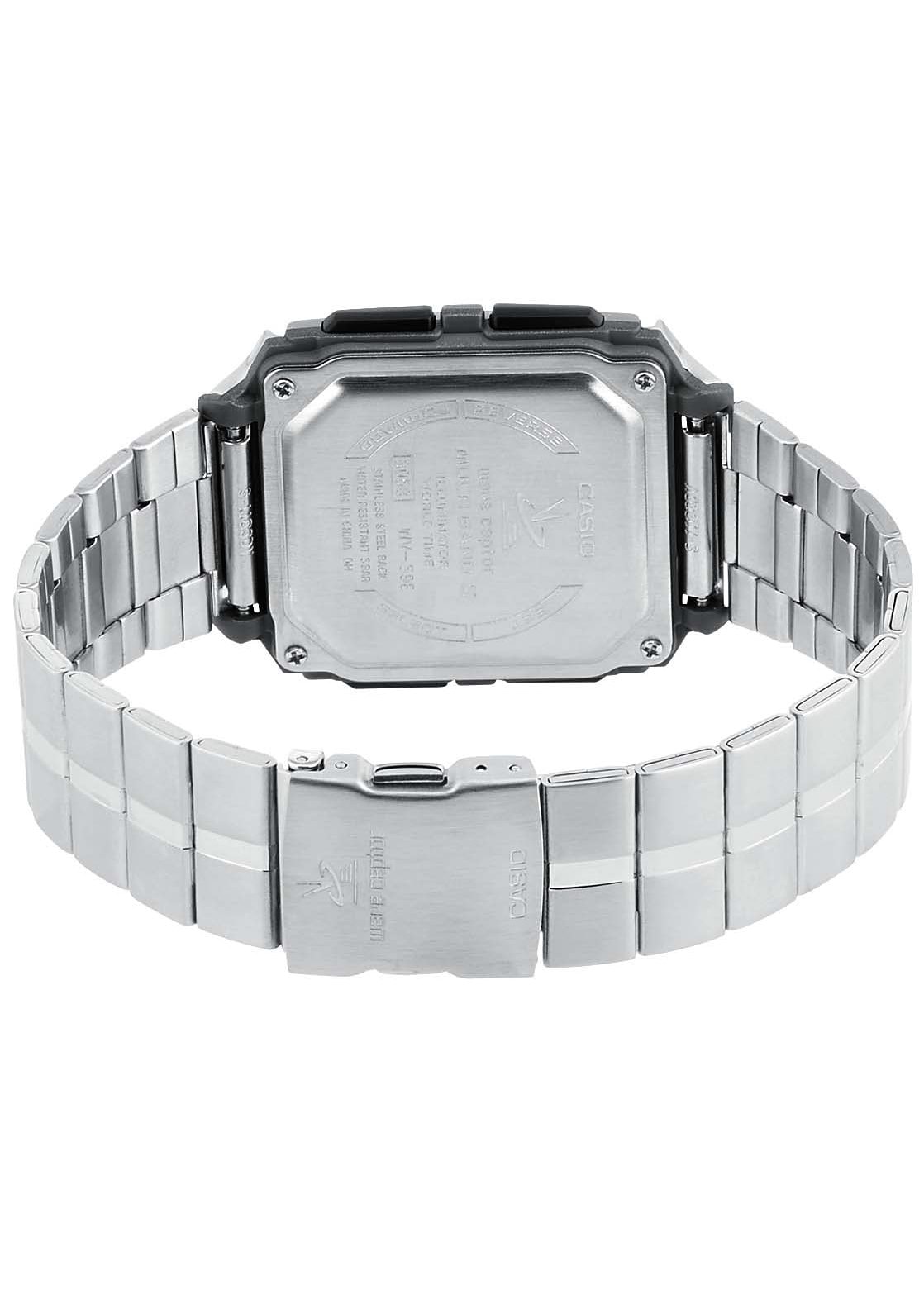 Casio Funk Funkchronograph, Quarzuhr, Armbanduhr, Herrenuhr, Digitaluhr, Edelstahlarmband,Weltzeit