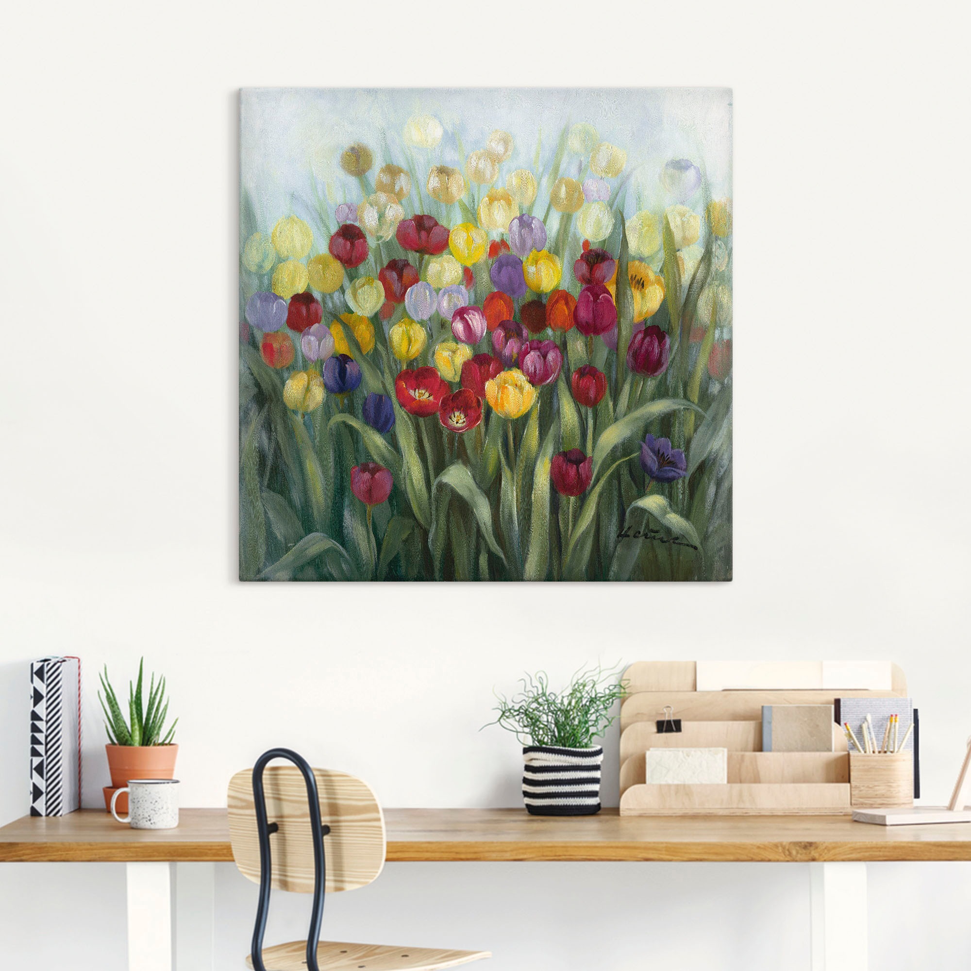 Artland Leinwandbild »Tulpenwiese II« Blumenwiese 1 Stk. tlg. auf Holzrahme günstig online kaufen