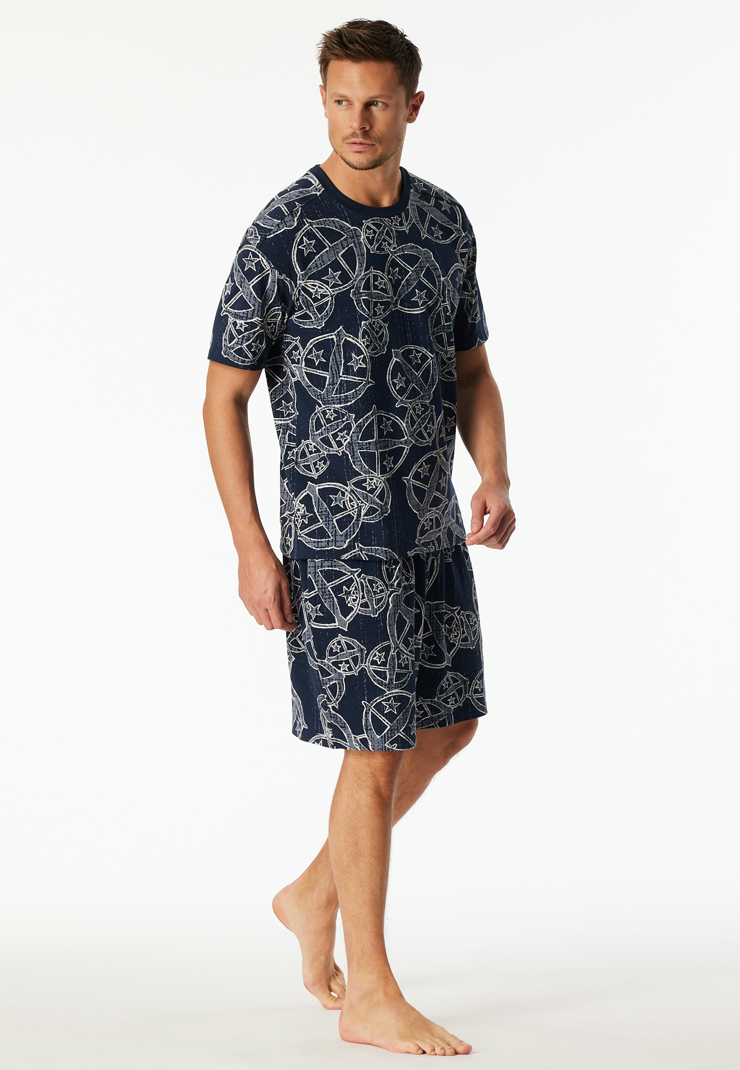 Schiesser Kurzarmshirt »SCHIESSER 150 YEARS«, Rundhalsausschnitt, Baumwolle, Allover-Print
