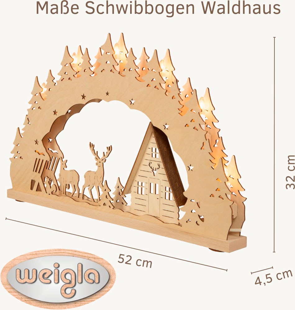 Weigla Schwibbogen »Waldhaus, Lichterbogen aus Holz, NATUR-BRAUN«, Erzgebir günstig online kaufen