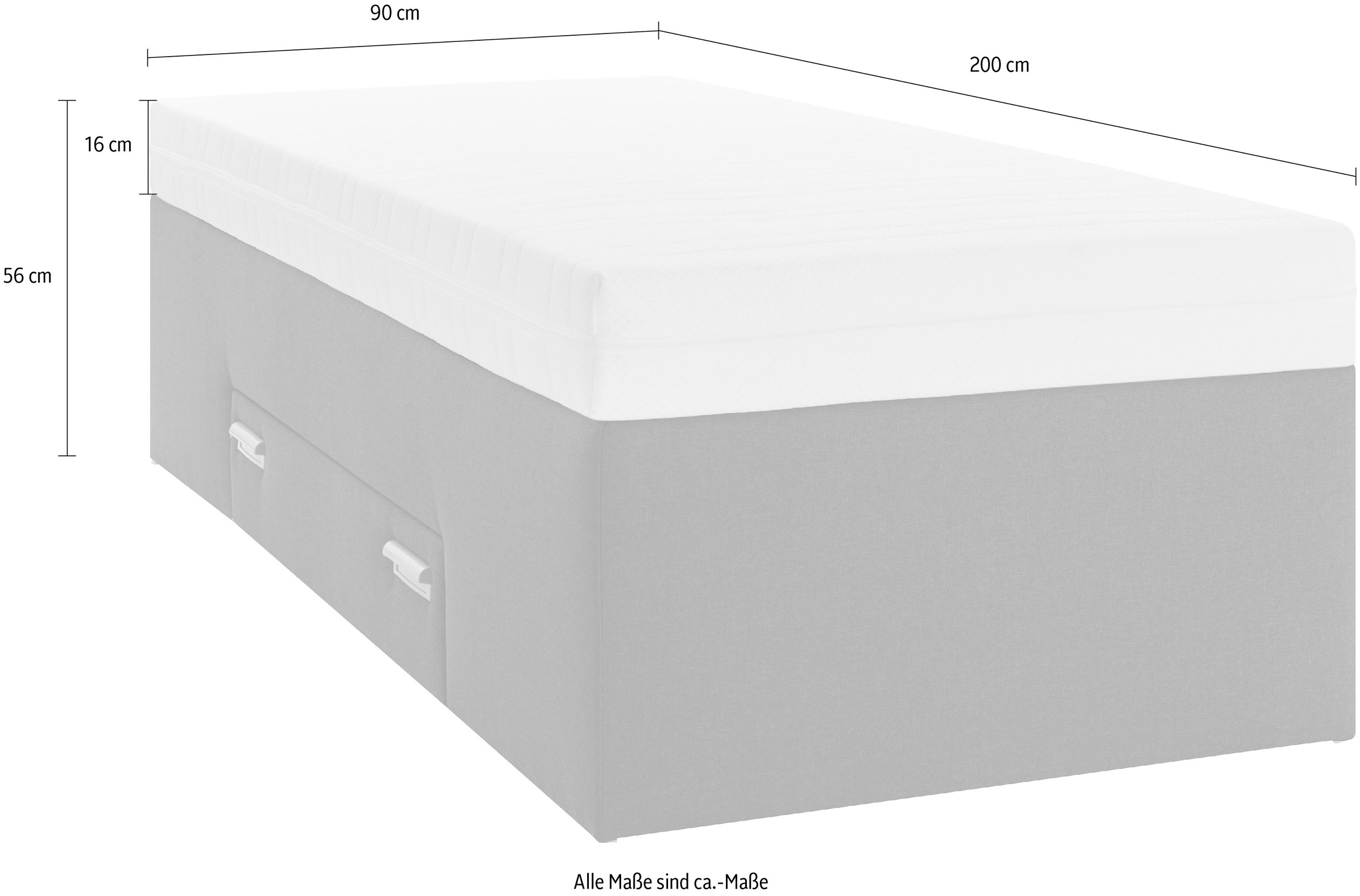 Westfalia Schlafkomfort Boxspringbett mit integrierter Schublade, frei im Raum stellbar