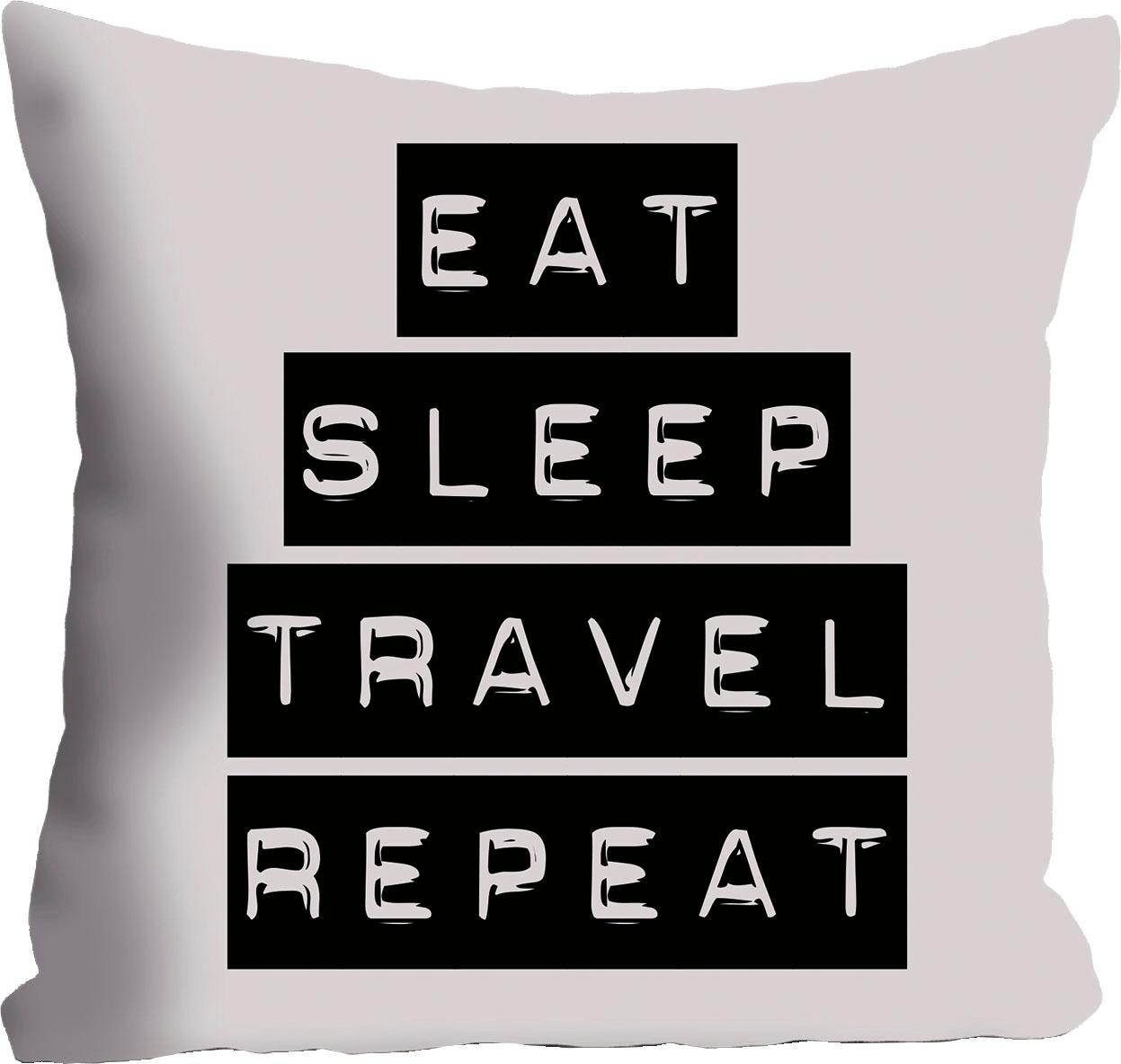 queence Dekokissen »»Eat, Sleep, Travel, Repeat««, Kissenhülle ohne Füllung günstig online kaufen