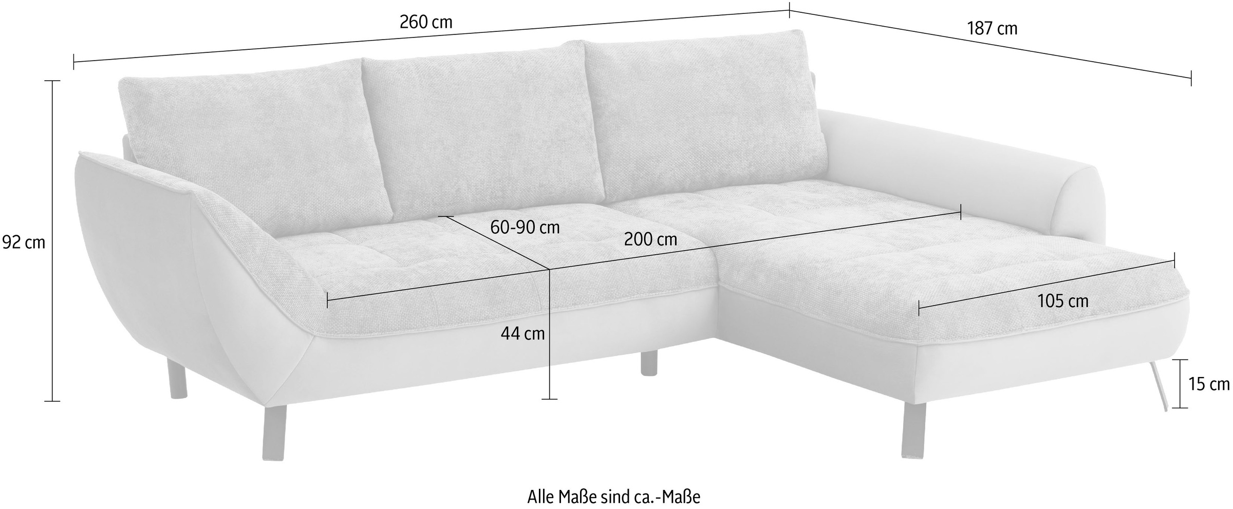 exxpo - sofa fashion Ecksofa, stabile Rücken - Kissen, bequem und modern