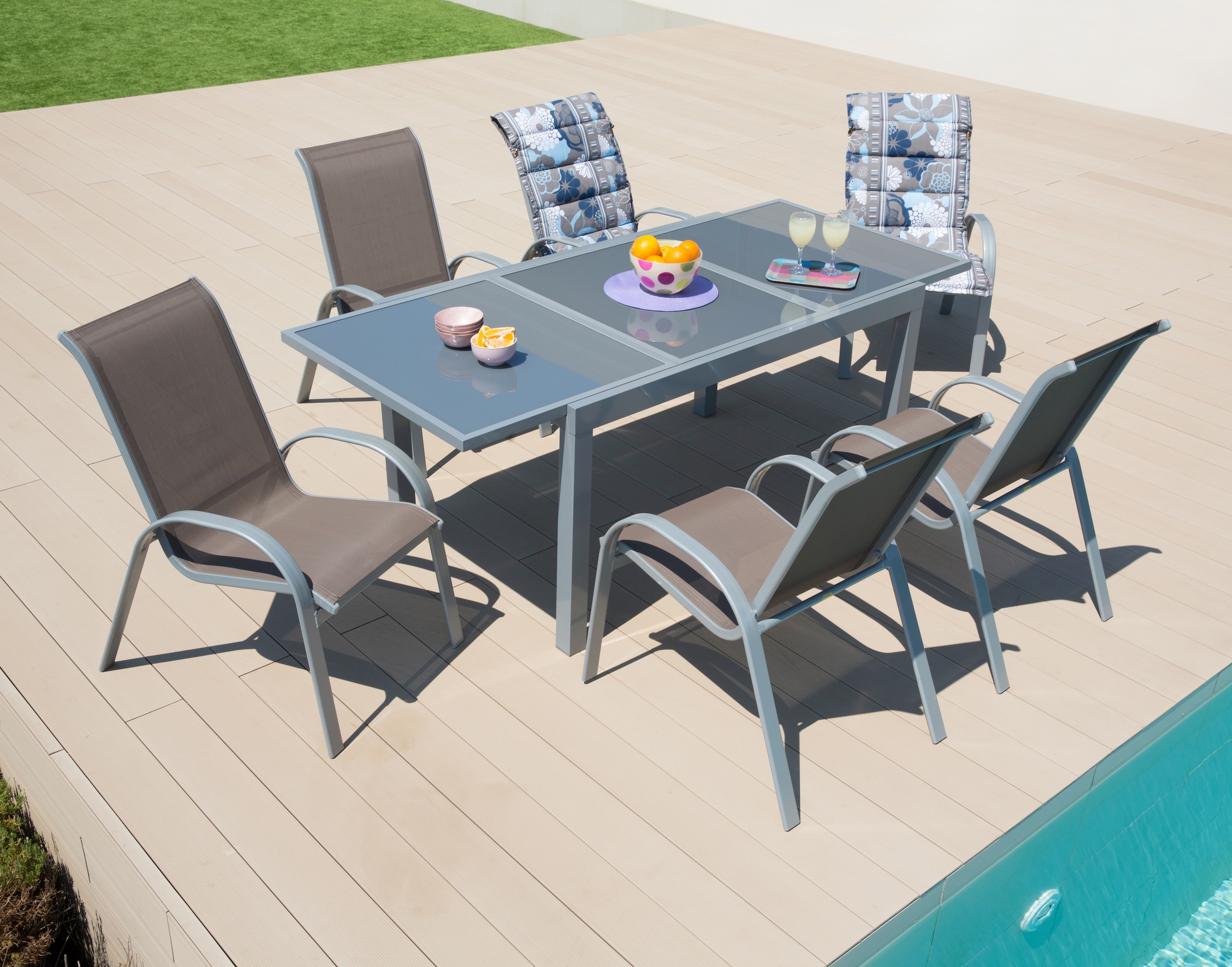 MERXX Garten-Essgruppe »Amalfi«, (7 tlg.), 6 Sessel, Tisch ausziehbar  90x140-200 cm, Alu/Textil online kaufen