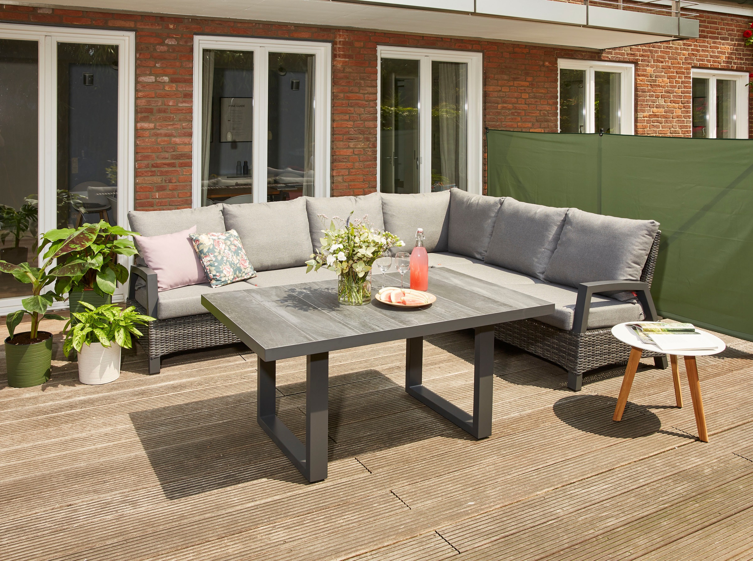 Siena Garden Gartenlounge-Set »Taranto Eckset«, Alu, matt-anthrazit, inkl. Kissen