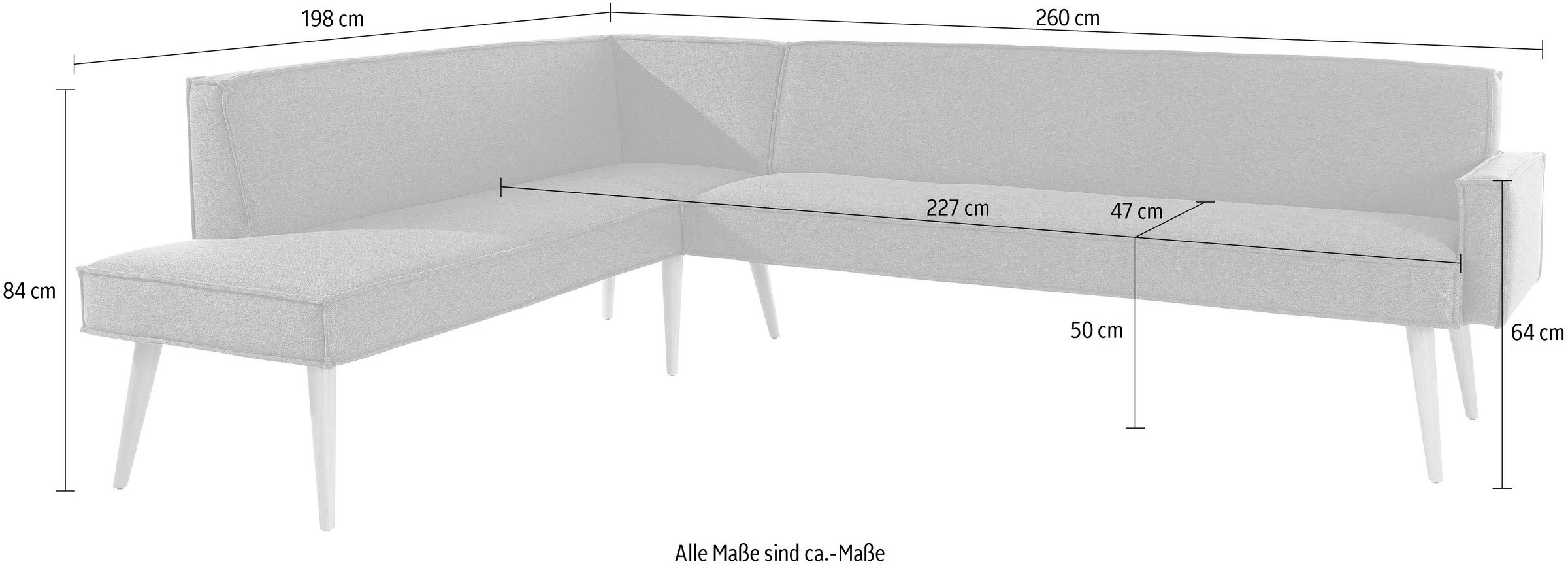 exxpo - sofa fashion Eckbank »Lungo, moderne Kedernaht, bequem und elegant, hoher Holzfuß«, hochwertige Detailverarbeitung, frei im Raum stellbar