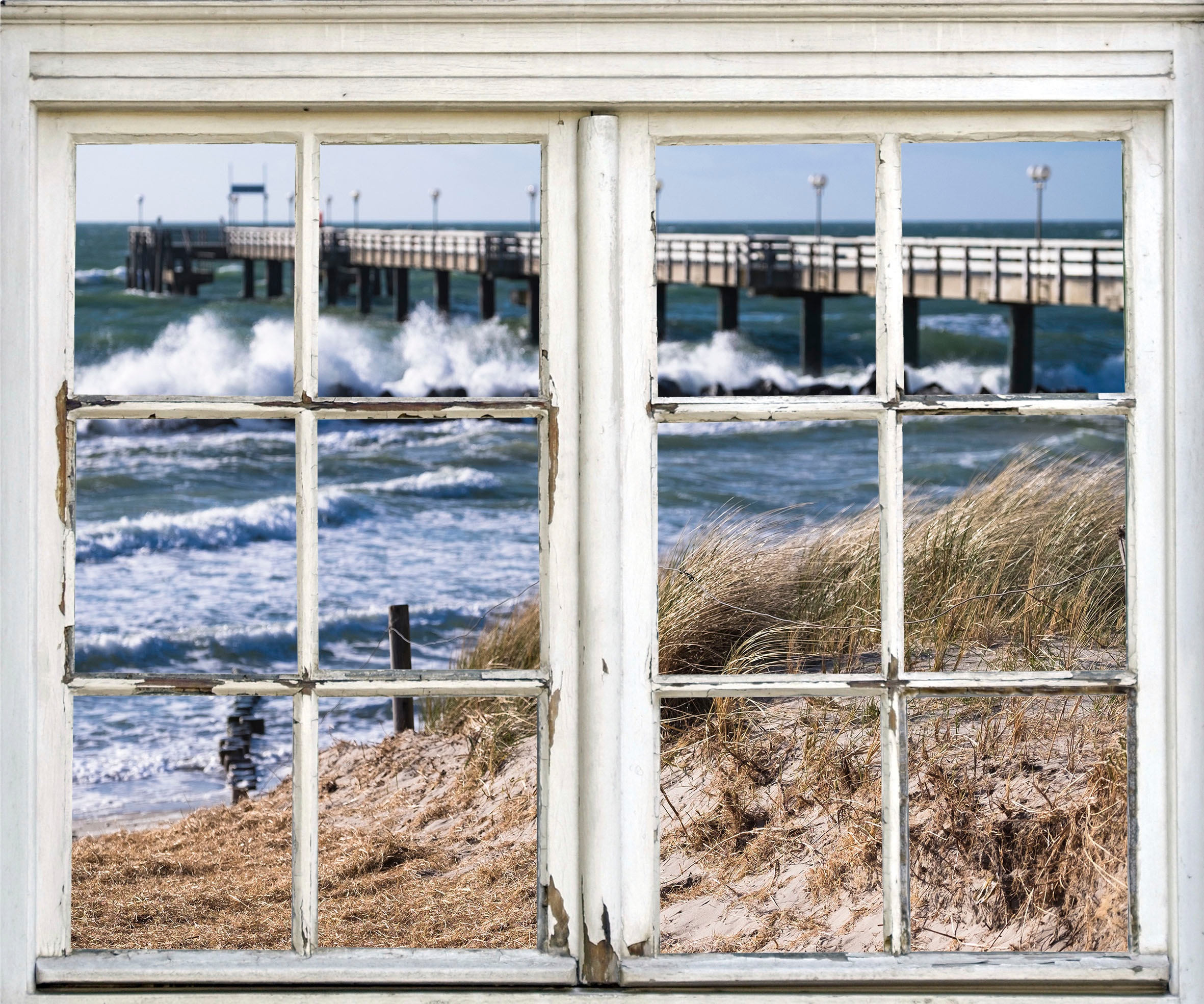 queence Wandsticker »Steg im Meer«, Wandsticker, Wandbild, Steg, Meer, selbstklebend