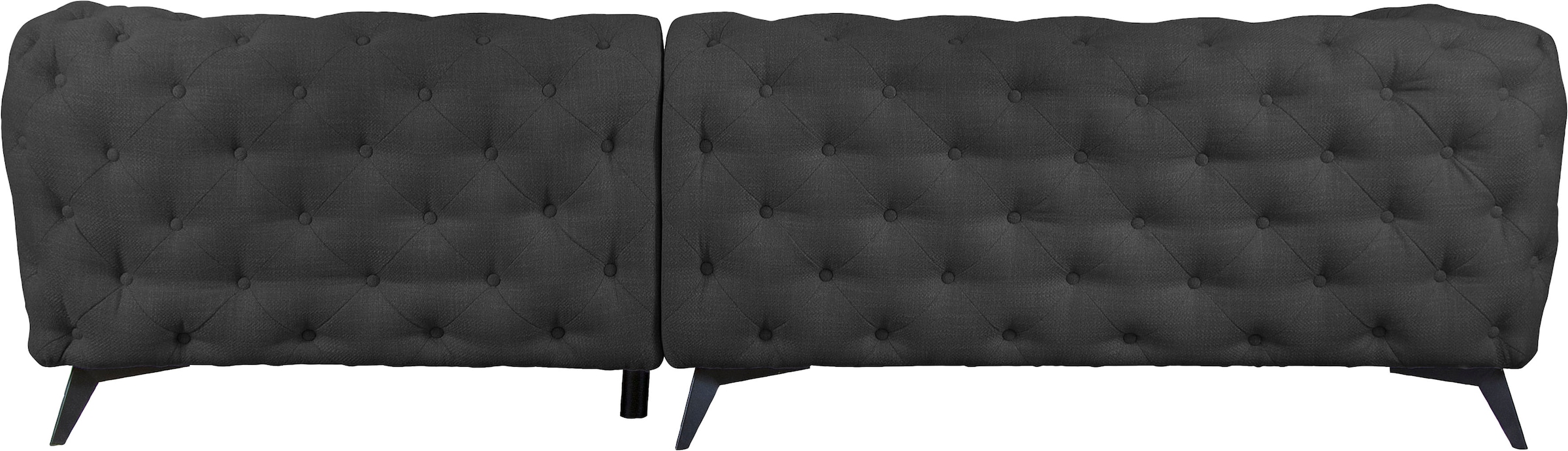 Leonique Chesterfield-Sofa »Ecksofa GLYNIS L-Form mit Wellenunterfederung, Maße B/T/H 264/264/75cm«, aufwändige Knopfheftung, moderne Chesterfield Optik, Fußfarbe wählbar
