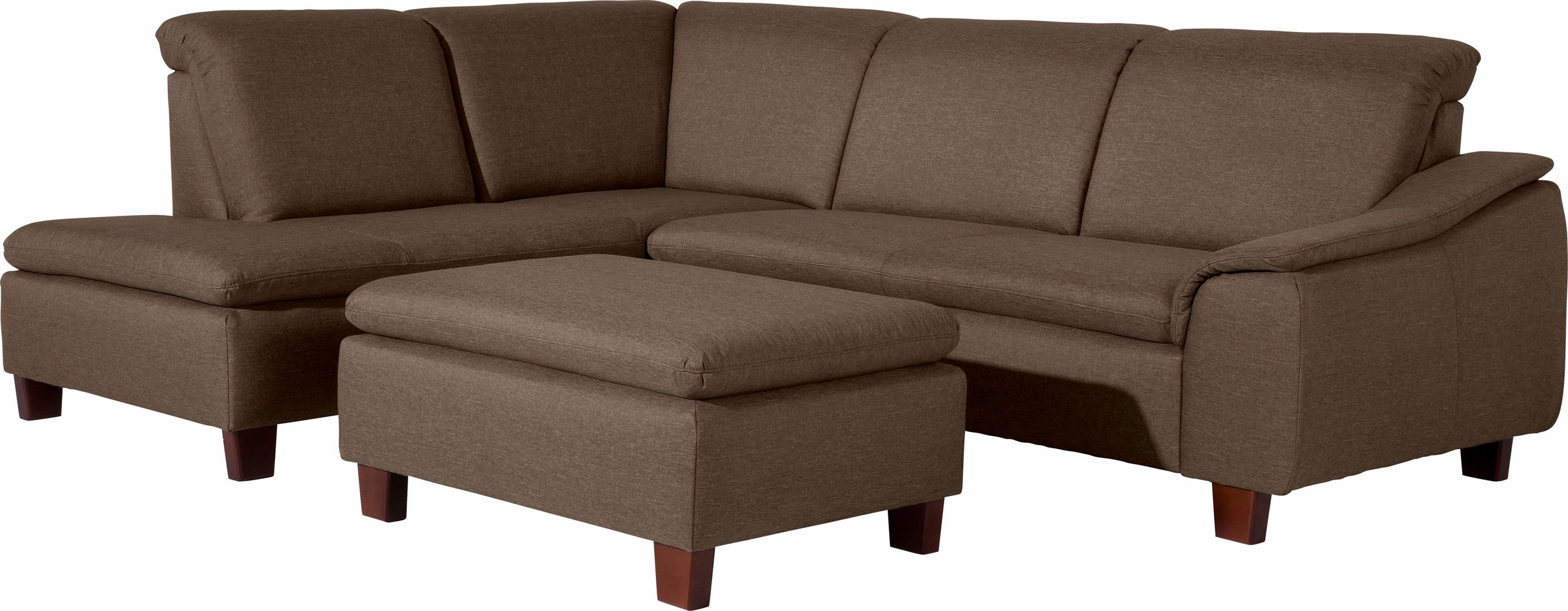 Max Winzer® Ecksofa »Alessio, aktuelle Mattenoptik, geschwungene Formensprache, bequem«, mit abgerundeter Rückenlehne, Ottomane wahlweise links oder rechts