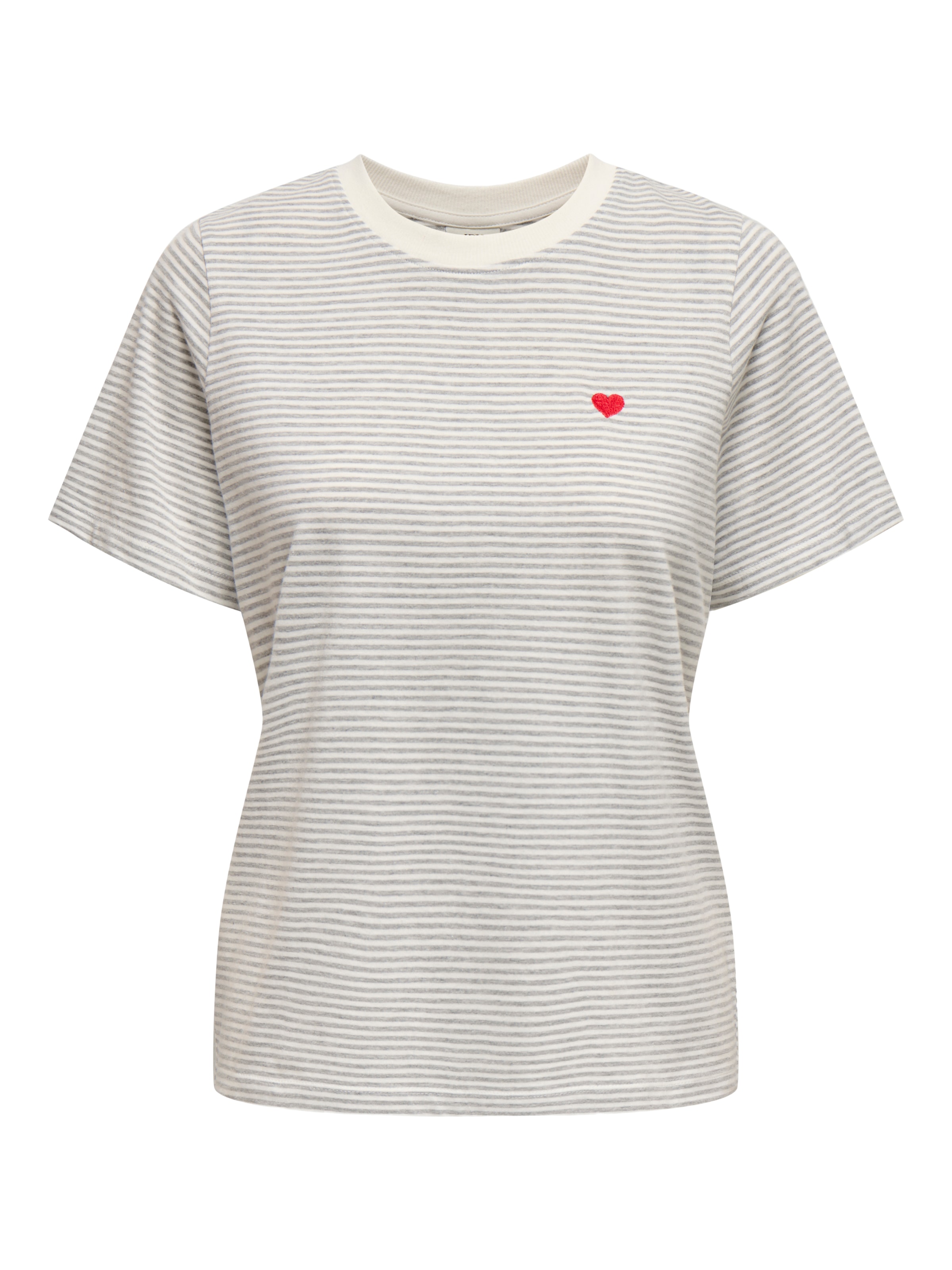 JDY Kurzarmshirt »JDYPISA S/S PRINT TOP JRS NOOS«, mit Herz Stickerei