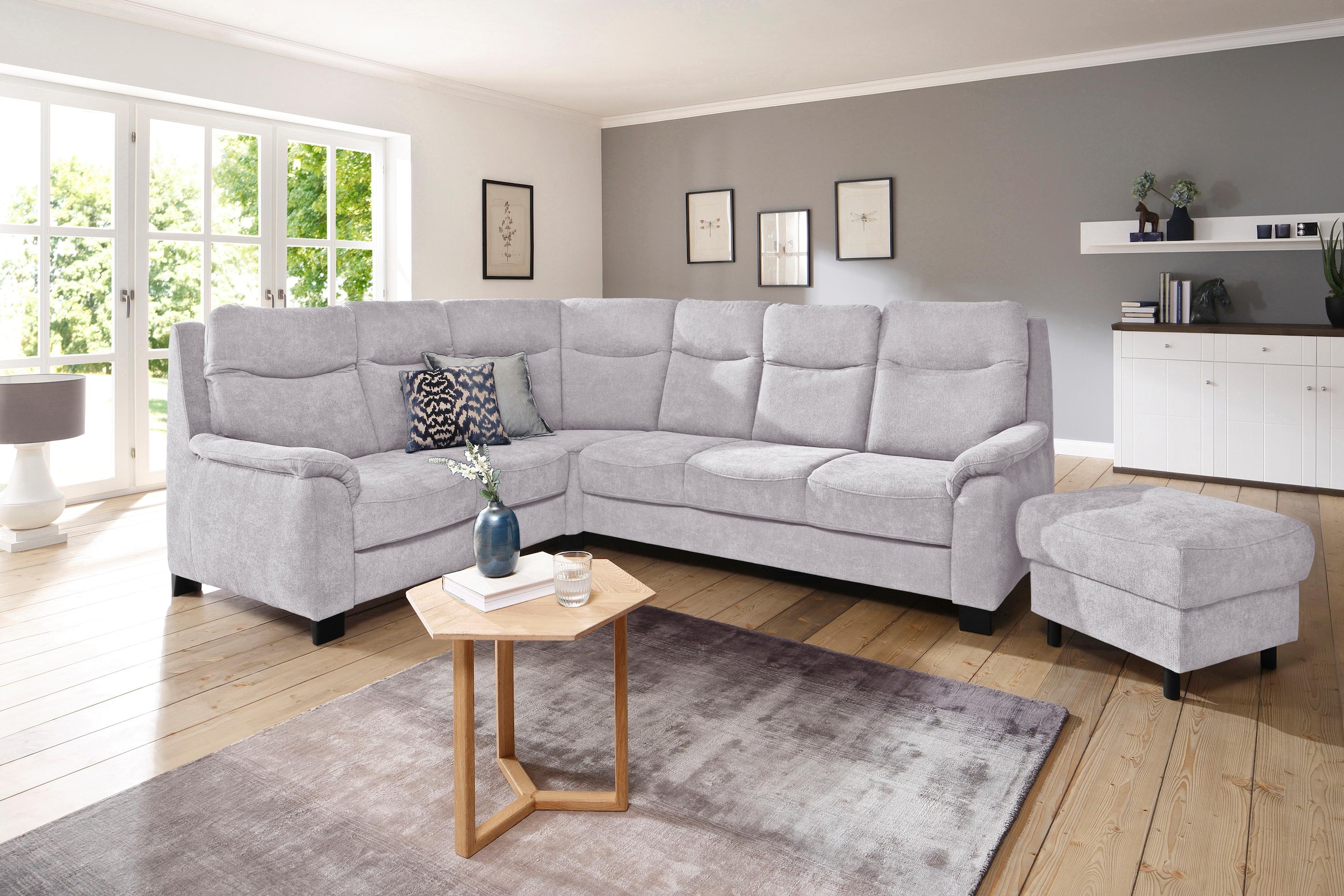 Home affaire Ecksofa »Boccaccio L-Form« mit Federkern, incl. Kopfteilverste günstig online kaufen