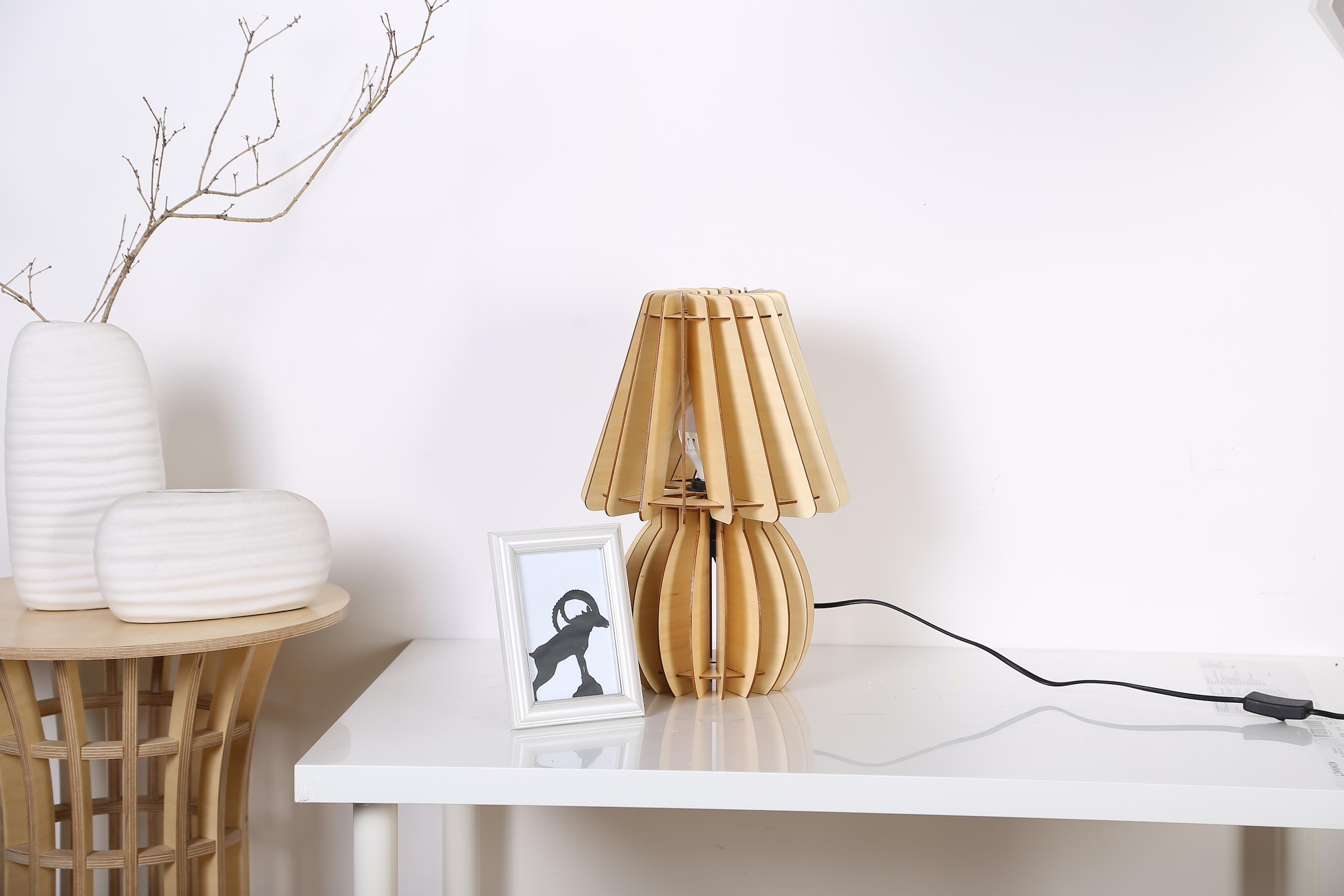 Kayoom Tischleuchte »Tischlampe Gino Holz« E27 1 Stk. modern, vielseitig kombinierbar