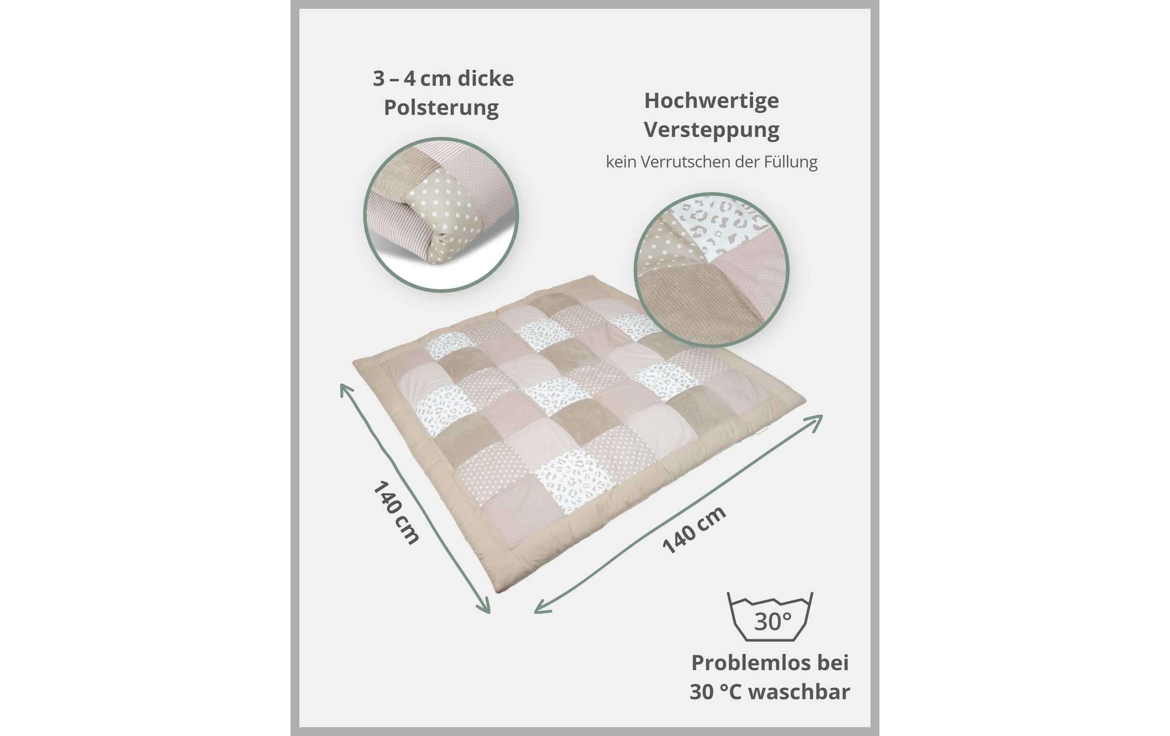 ULLENBOOM ® Krabbeldecke »Leo 140 x 140 cm«