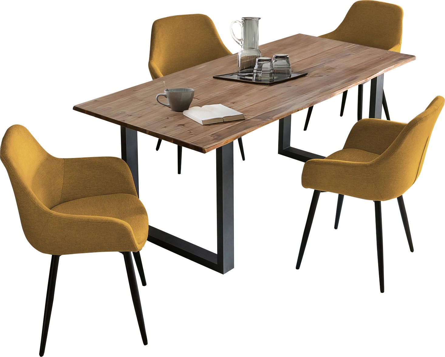 SalesFever Essgruppe, (Set, 5 tlg.), 5-teiliges Set: Tischplatte mit seidenmattem OSMO Hartwachs-Öl behande