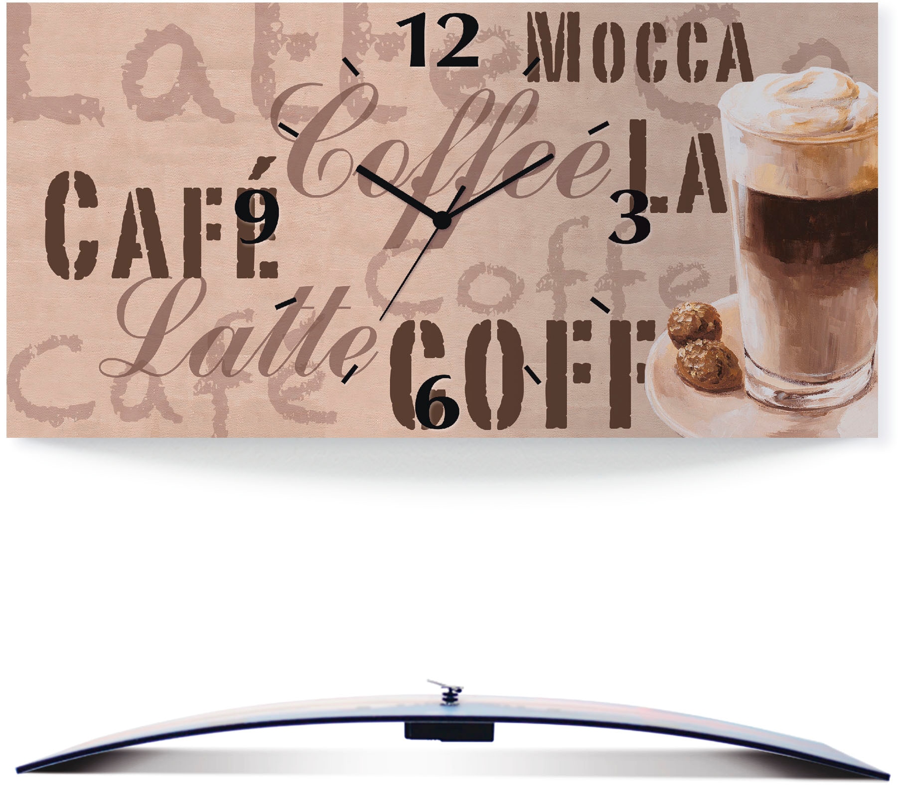 Artland Wanduhr »Kaffee - gebogen, auf mit Rechnung Macchiato«, Größen versch. 3D oder Optik Latte Quarz- Funkuhrwerk, kaufen