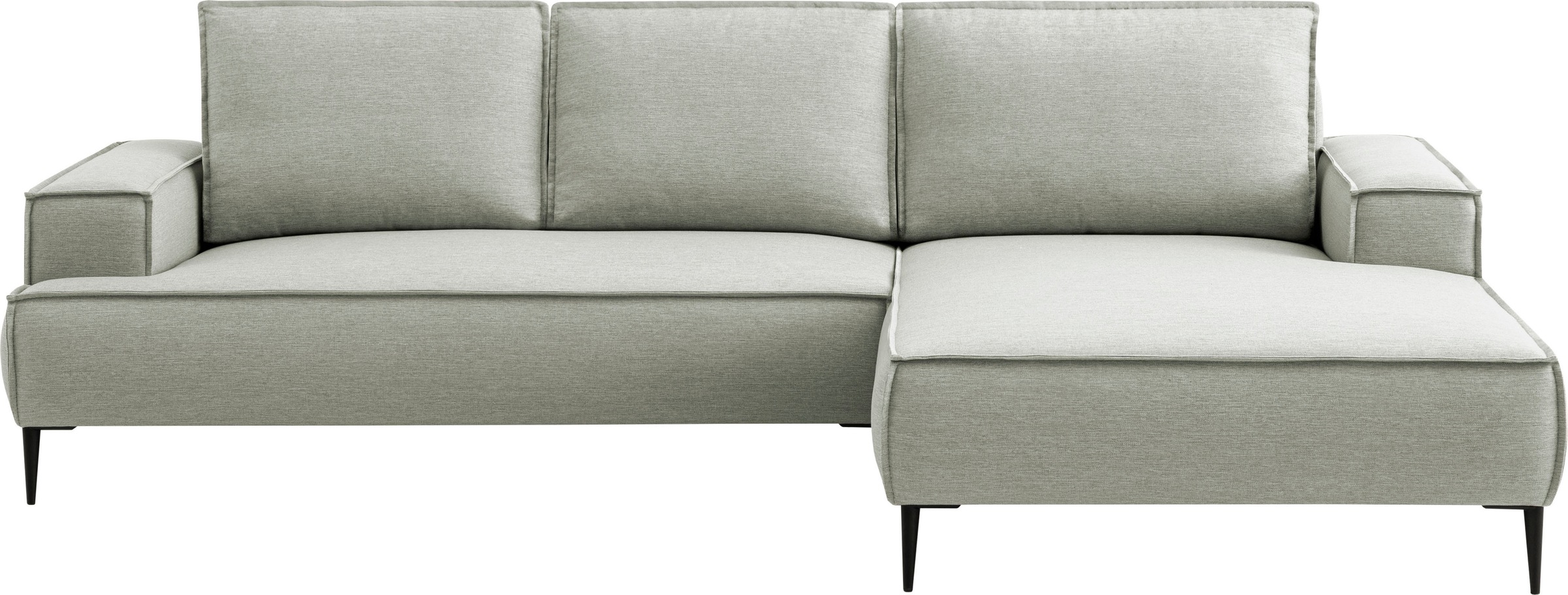 andas Ecksofa »TVINNU, L-Form, 275cm, in Cord und Flachgewebe«, wahlweise Recamiere rechts/links, schwarze Füße, bequemer Sitzkomfort
