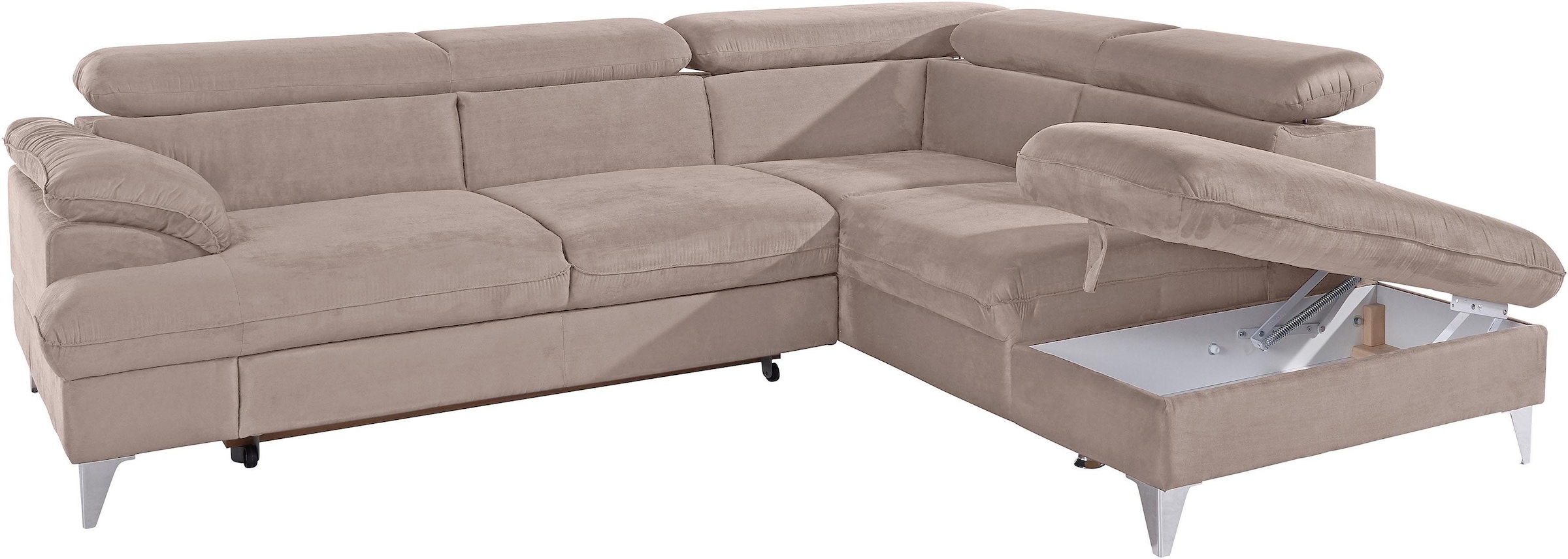COTTA Polstergarnitur »Caluso L-Form«, Set bestehend aus: Ecksofa mit Kopfteilverstellung & Hocker