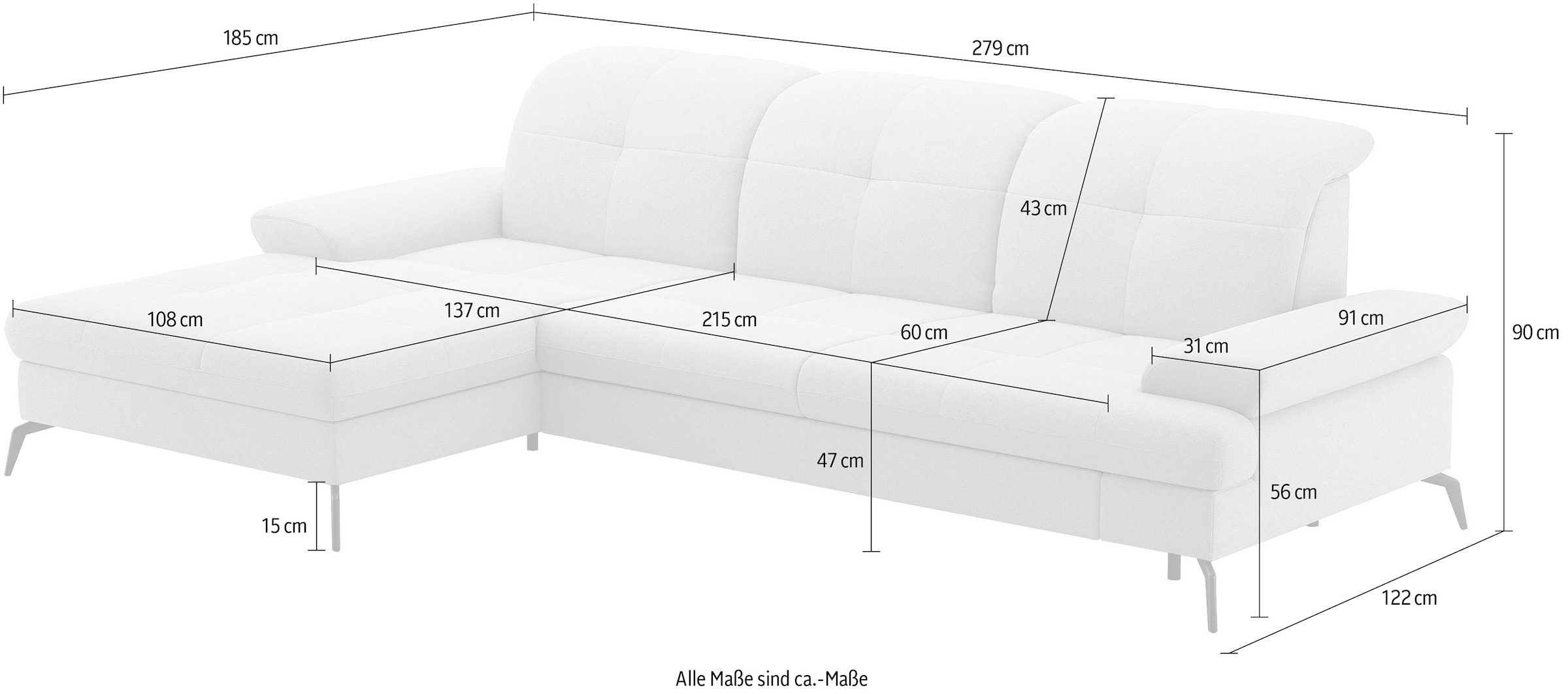 sit&more Ecksofa »Amica«, inkl Sitztiefenverstellung und Armteilverstellung