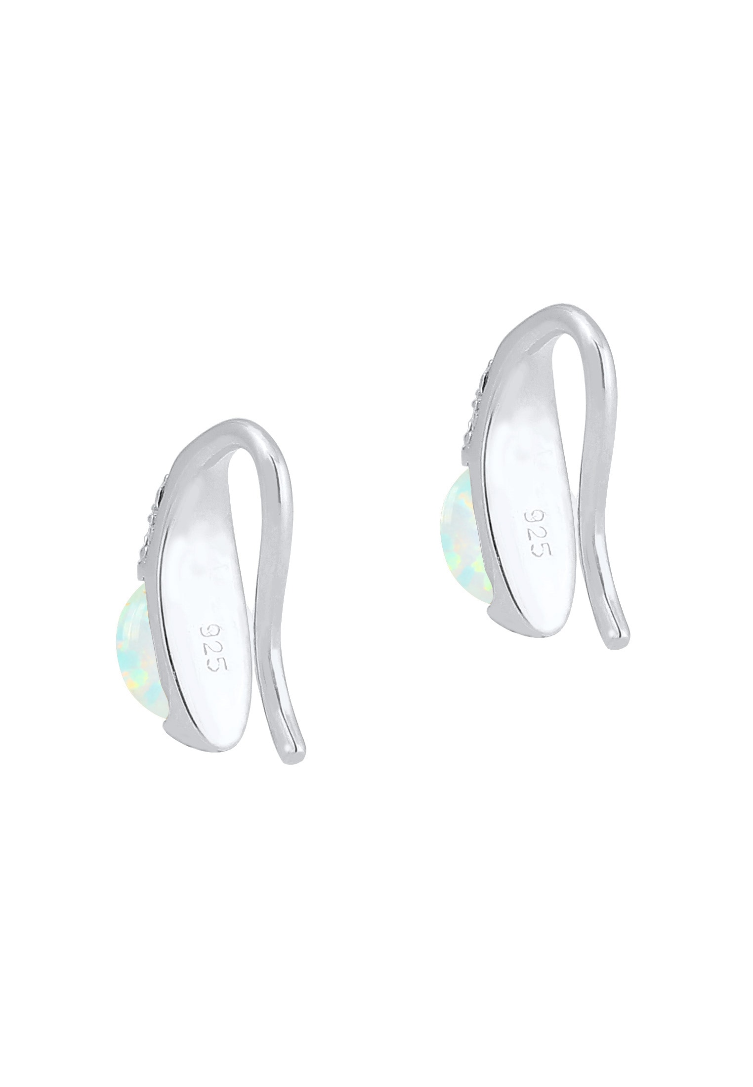 Elli Premium Paar Ohrhänger »Glas Kristalle Synthetischer Opal Weiß 925 Sterling Silber«