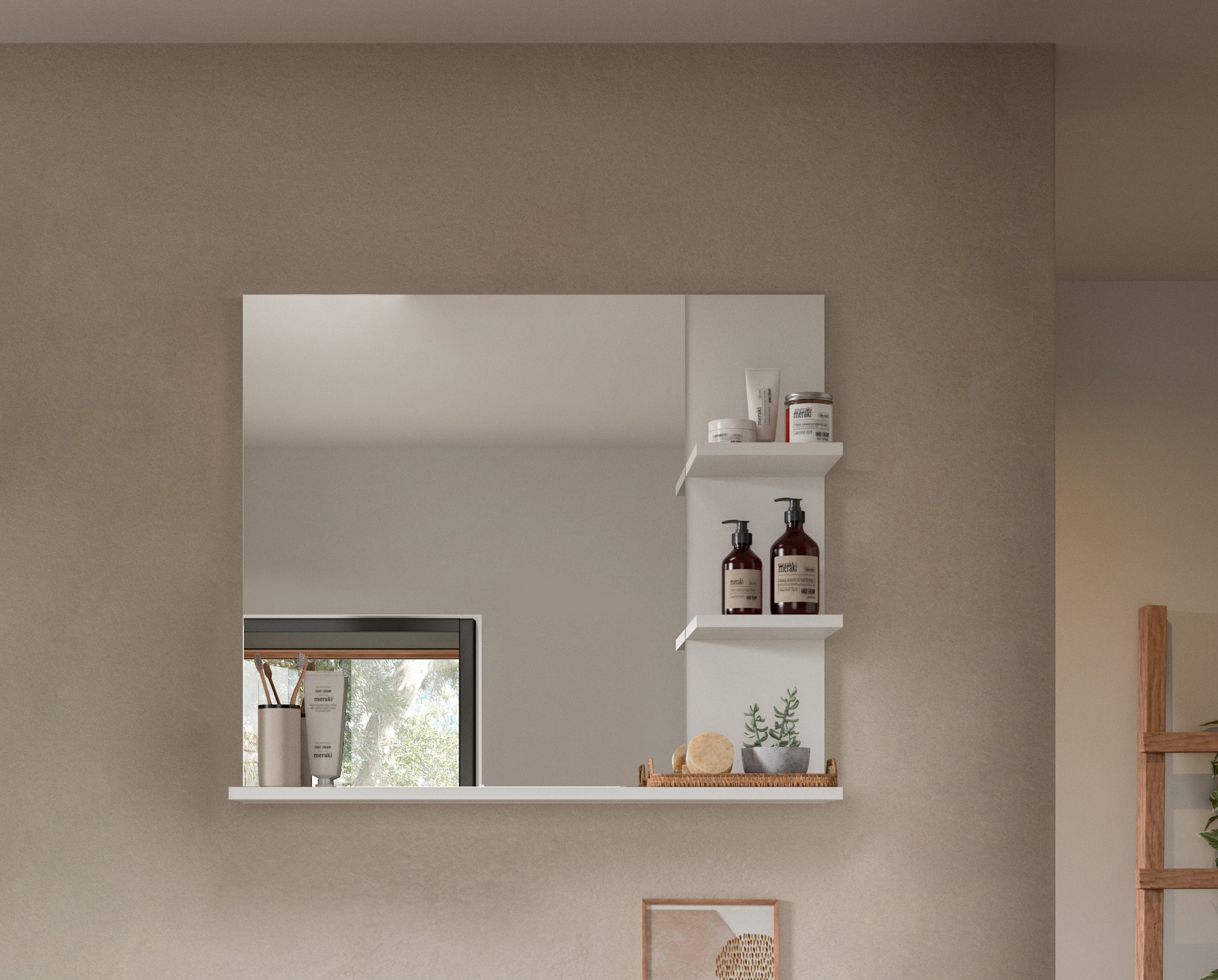 Home affaire Spiegel »Landsby, Breite 80 cm, 3 Ablageböden, hochwertiges Sp günstig online kaufen