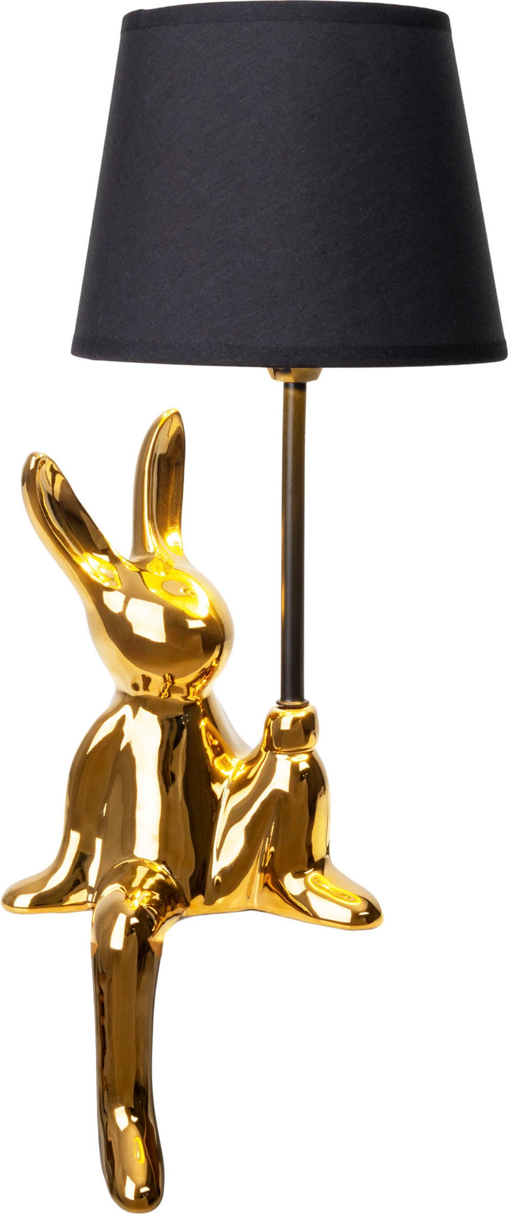 näve Tischleuchte »Helge Hase«, 1 flammig, Leuchtmittel E14 | ohne Leuchtmittel, Osterhase, Keramikfuß, Textilschirm schwarz, Ostern, Tischlampe