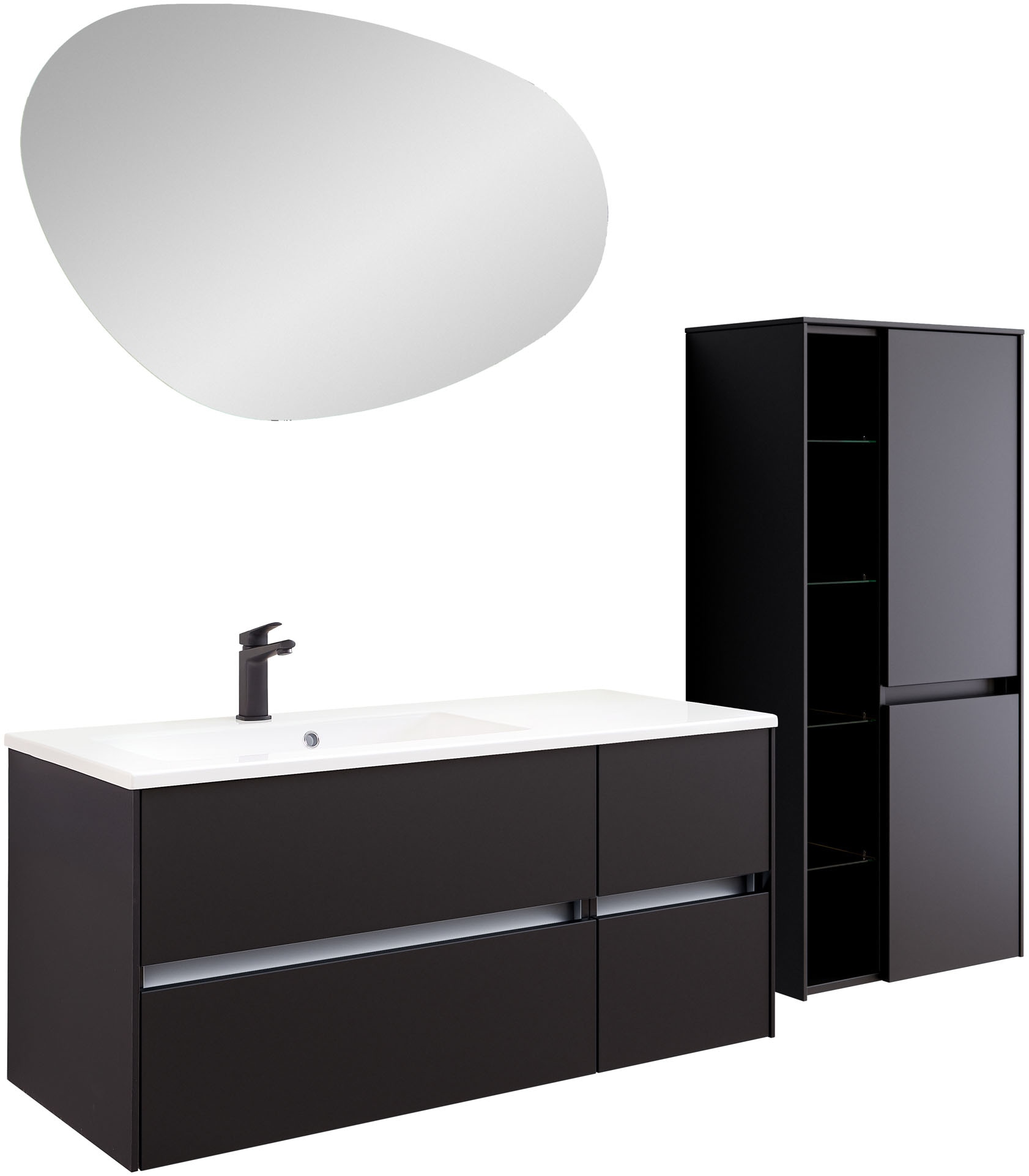 Saphir Badmöbel-Set »Badmöbel-Set Serie 6010 Solid-Surface-Waschtisch mit U günstig online kaufen