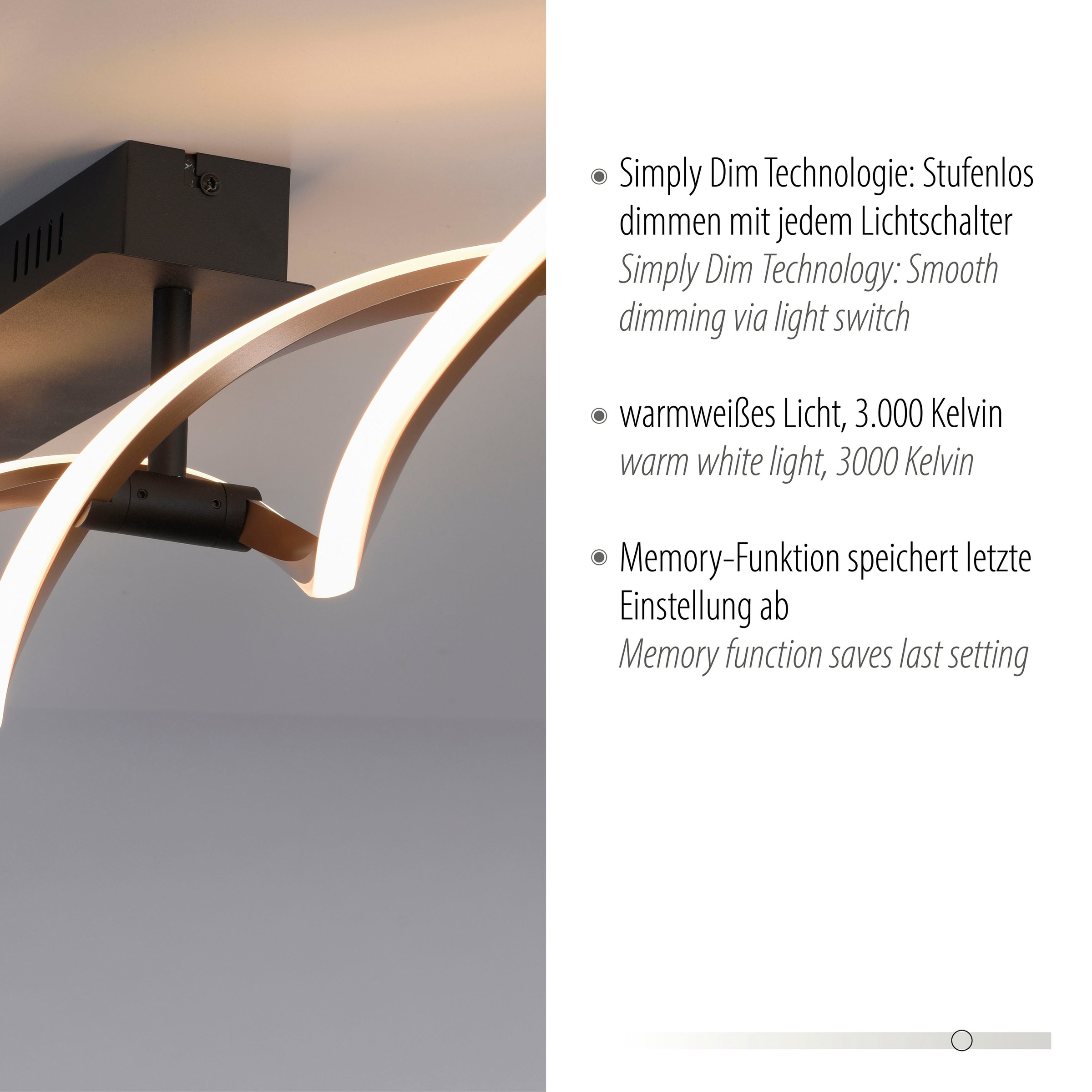 Paul Neuhaus Deckenleuchte »POLINA«, 2 flammig, Leuchtmittel LED-Board | LED fest integriert, LED, Simply Dim