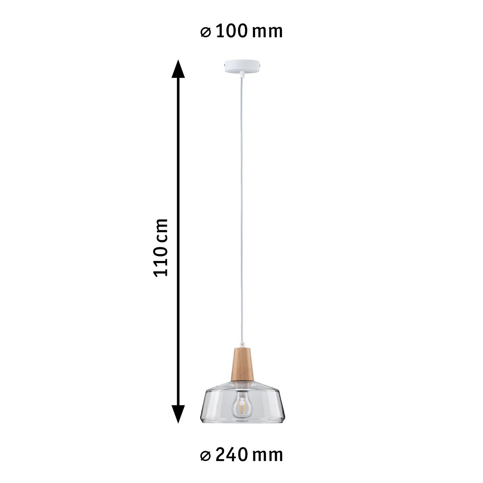 Paulmann Pendelleuchte »Neordic Yva max. 1x20W 230V Glas/Holz«, 1 flammig, Leuchtmittel E27 | ohne Leuchtmittel, E27