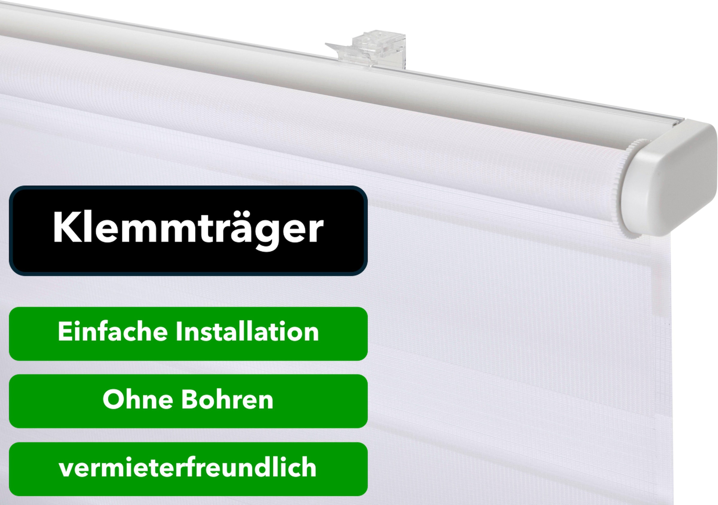 Home affaire Doppelrollo »Jan«, Lichtschutz, Sichtschutz, ohne Bohren, freihängend, Fixmaß, Klemmfix, uni, monochrom, basic, schnurlos, Klemmträger