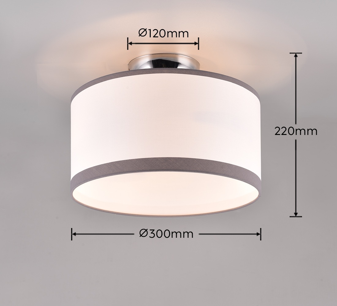 REALITY Leuchten Deckenleuchte »DAVOS, Deckenlampe mit Stoffschirm exkl 2xE14 max 28W Ø30cm Höhe 22cm«, 2 flammig, Leuchtmittel E14 | Leuchtmittel wechselbar, Deckenleuchte Küche Schlafzimmer Wohnzimmer Stoffschirm zweifarbig