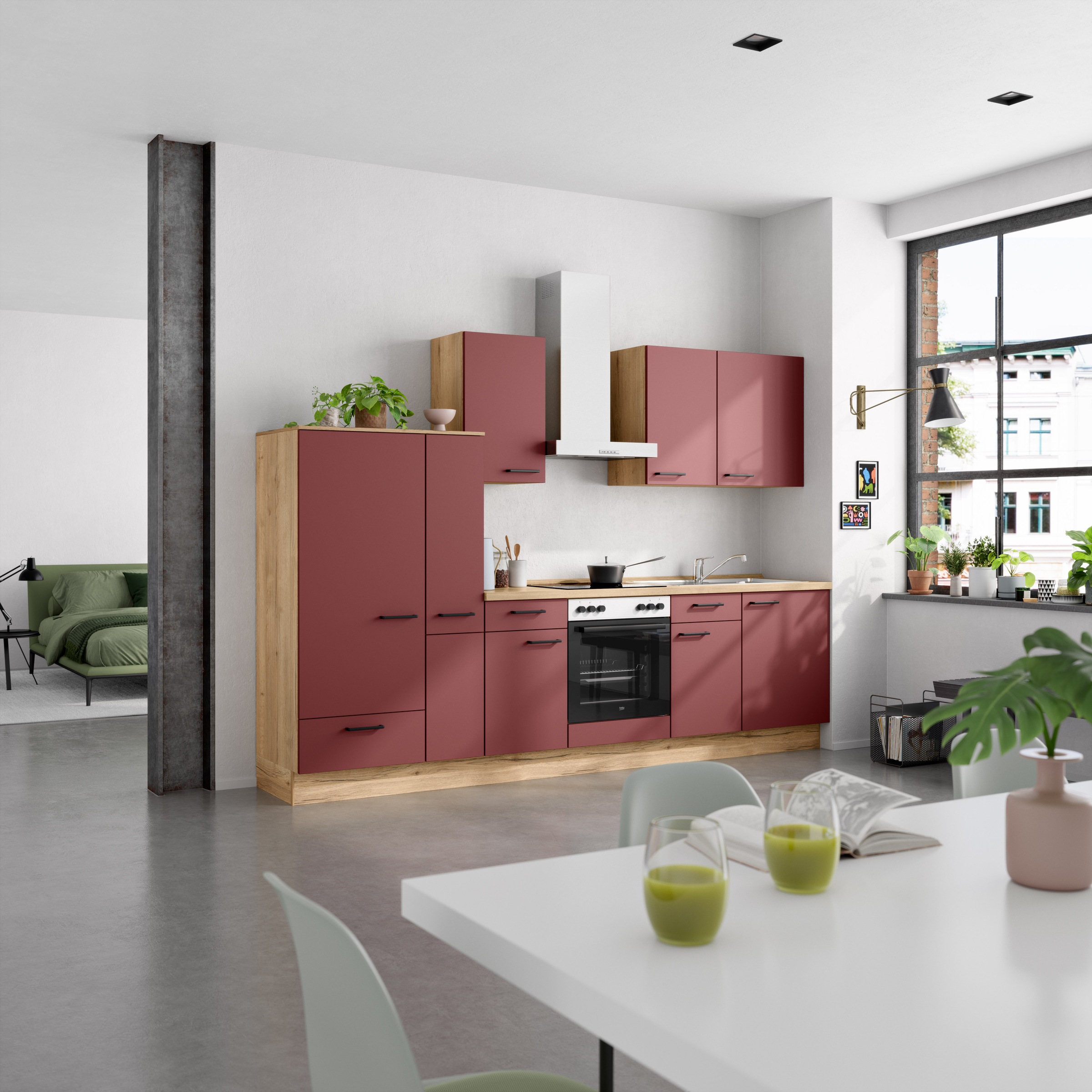 nobilia® Küchenzeile »"Easytouch I"«, vormontiert, Ausrichtung wählbar, Breite 300 cm, wahlw. mit E-Geräten