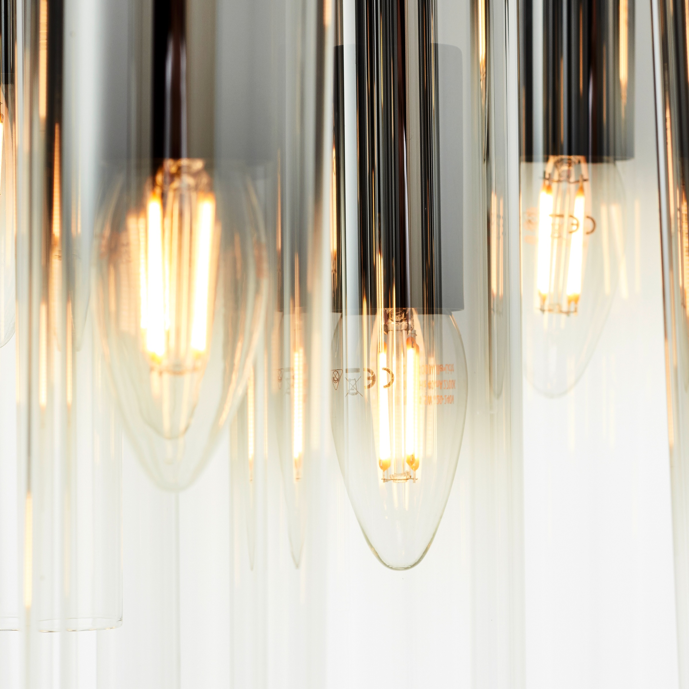 Brilliant Pendelleuchte »Glasini«, 14 flammig, Leuchtmittel E14 | ohne Leuchtmittel, 199 x 52 cm, 14 x E14, kürzbar, Metall/Rauchglas, matt schwarz
