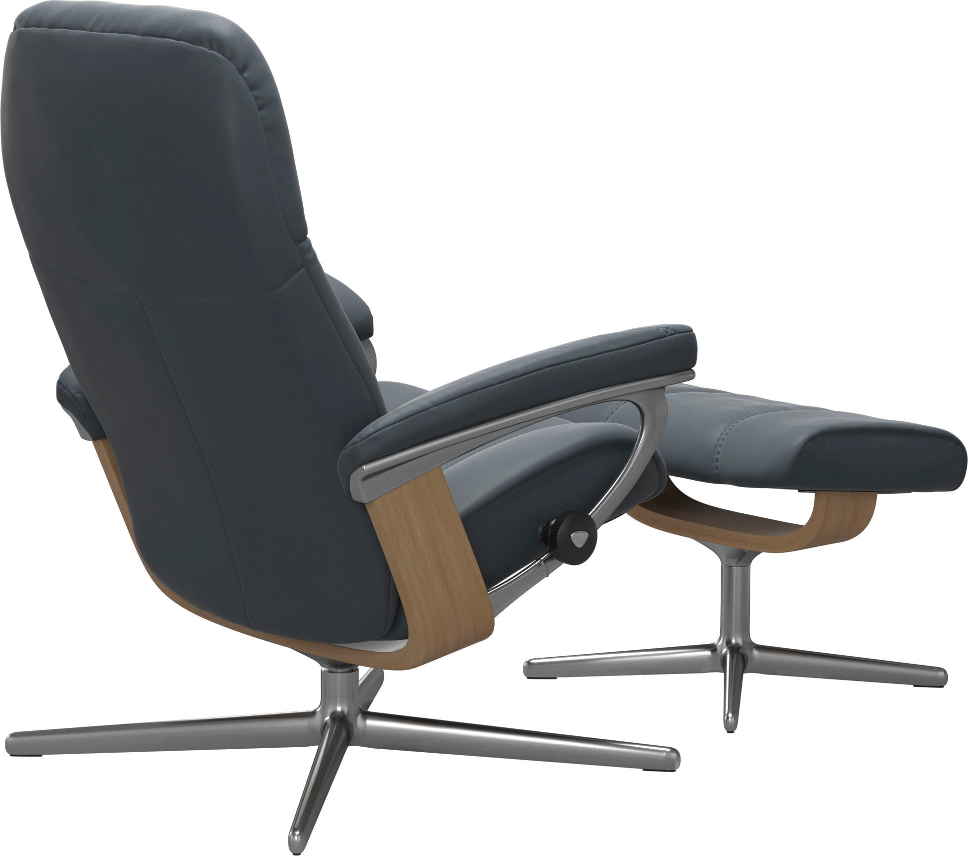 Stressless® Relaxsessel »Consul« Set, Relaxsessel mit Hocker,  mit Hocker, mit Cross Base, Größe S, M & L, Holzakzent Eiche