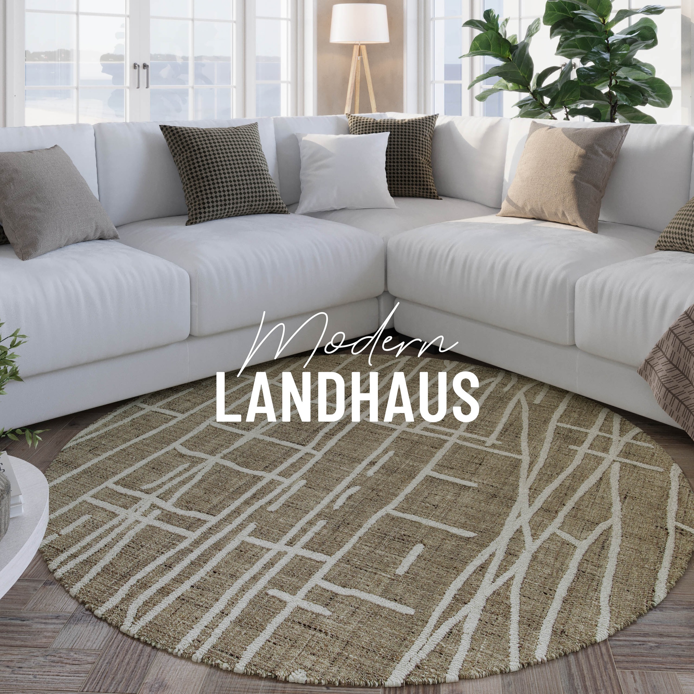 Wecon home Teppich »Hamptons TWENTYFIVE«, rund, 10 mm Höhe, Kurzflor, Wohnzimmer, Schlafzimmer, elegant, robust, abstraktes Design
