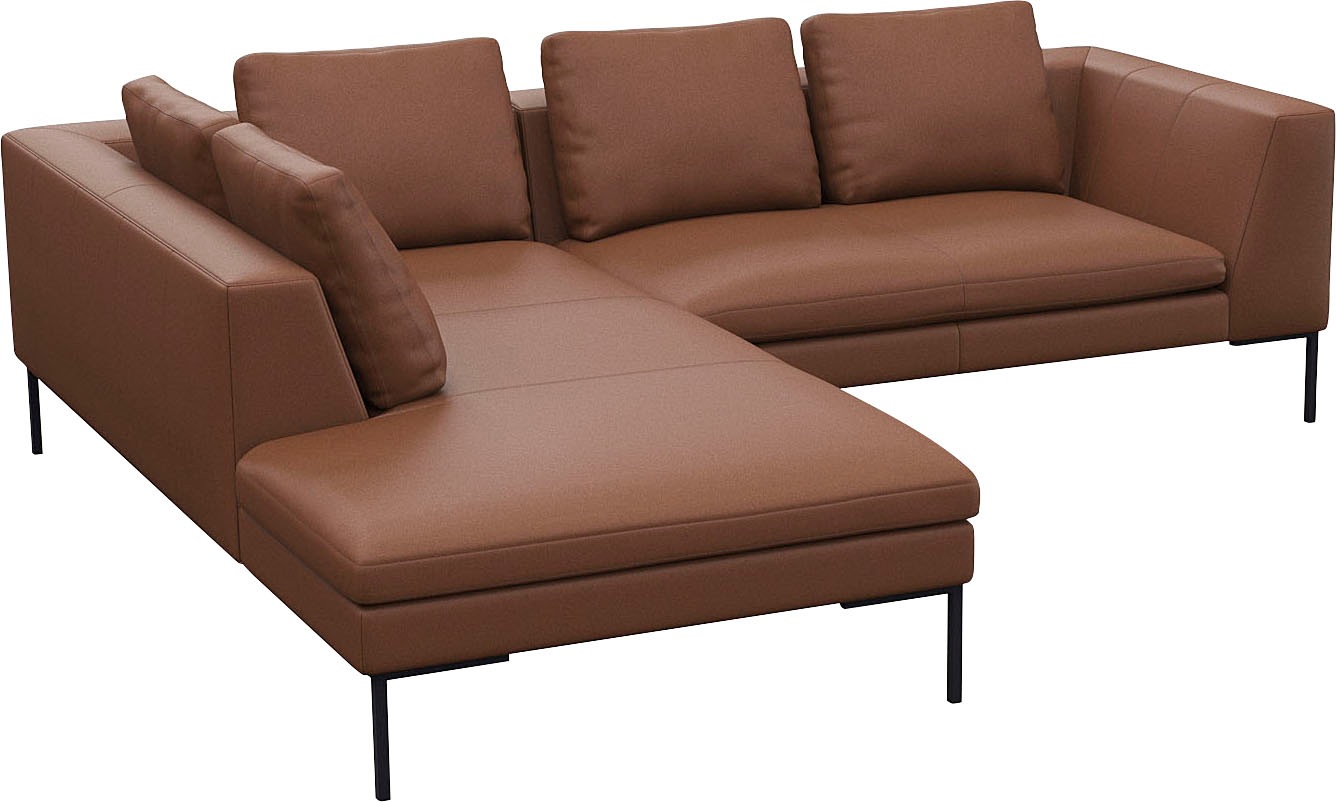 FLEXLUX Ecksofa »Loano, superbequemer Sitzkomfort durch Kaltschaum im Sitz, L-Form«, modernes Sofa, frei im Raum stellbar, lose Kissen, hoher Fuß