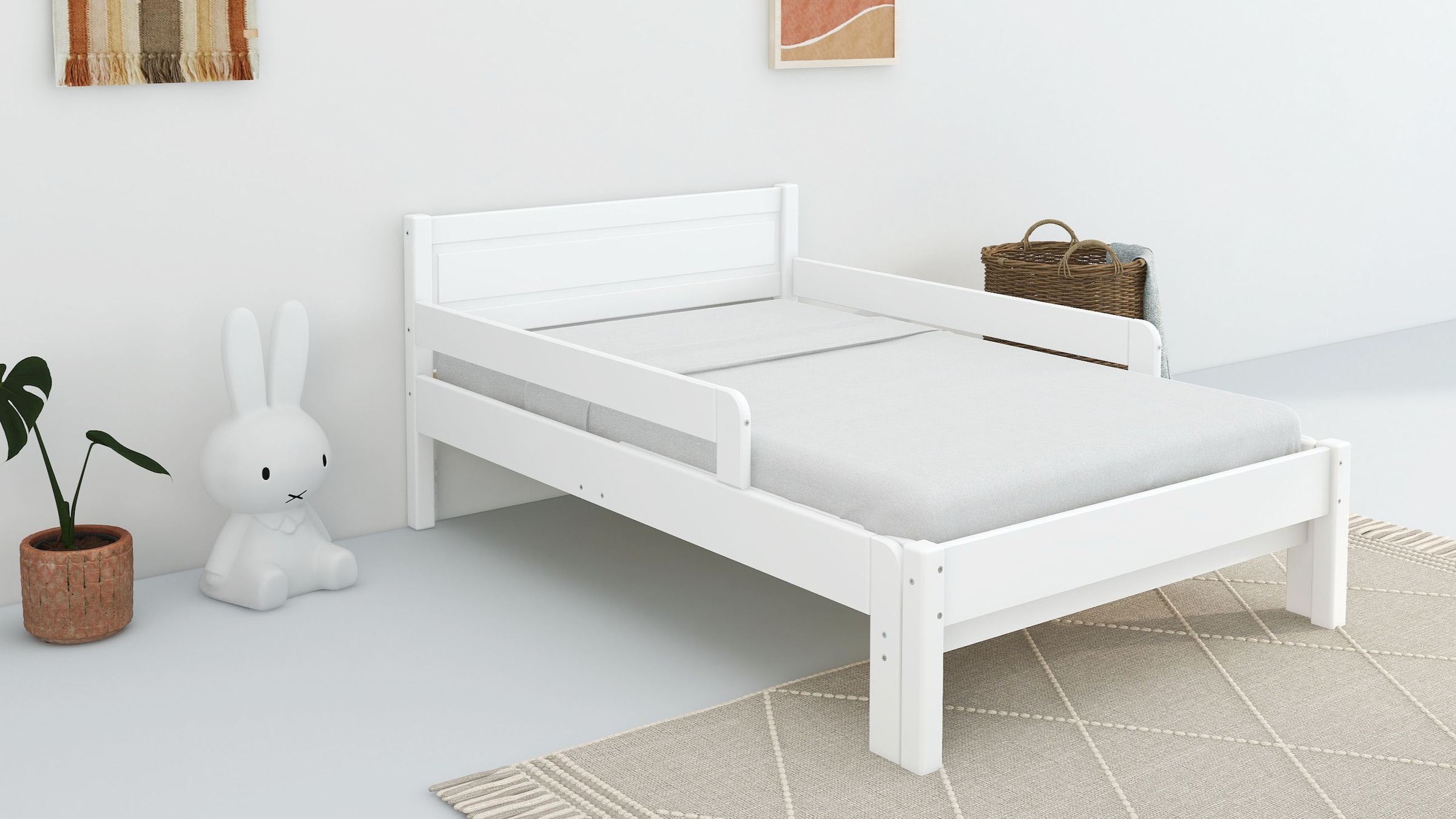 Home affaire Kinderbett »Hero, Massivholzbett, ausziehbar von 140 bis 200 cm, FSC®« 90cm Breite, 140-200cm Liegefläche,  massive Kiefer, mit Lattenrost, zeitlose Optik,  Rausfallschutz