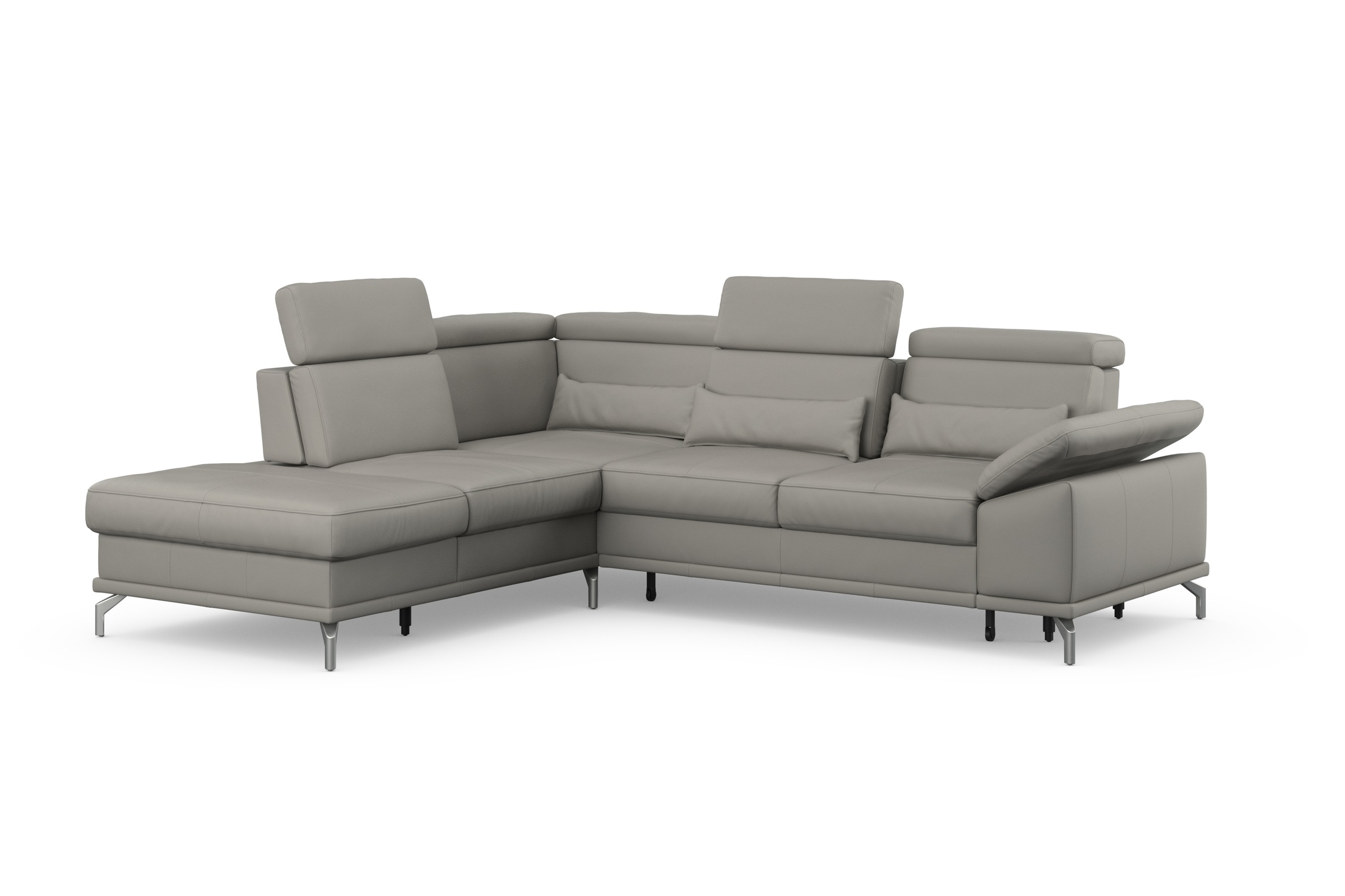 sit&more Ecksofa »Cabrio L-Form, mit Sitztiefenverstellung, Arm- und Kopfteilverstellung«, 3 Nierenkissen, Federkern, optional Bettfunktion und Stauraum