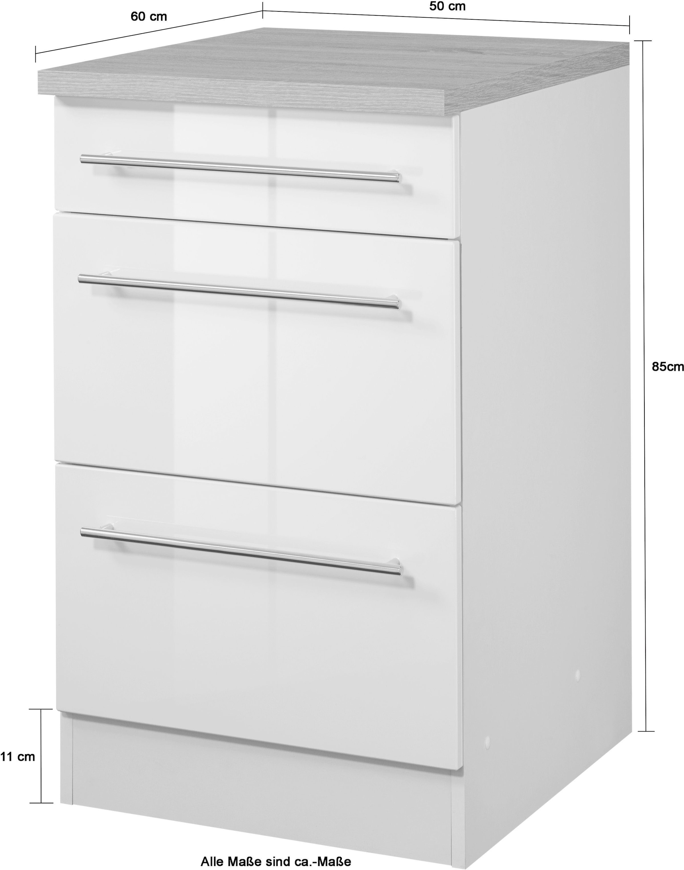 HELD MÖBEL Unterschrank »Wien«, Breite 50 cm, mit 1 Schubkasten und 2 Auszügen