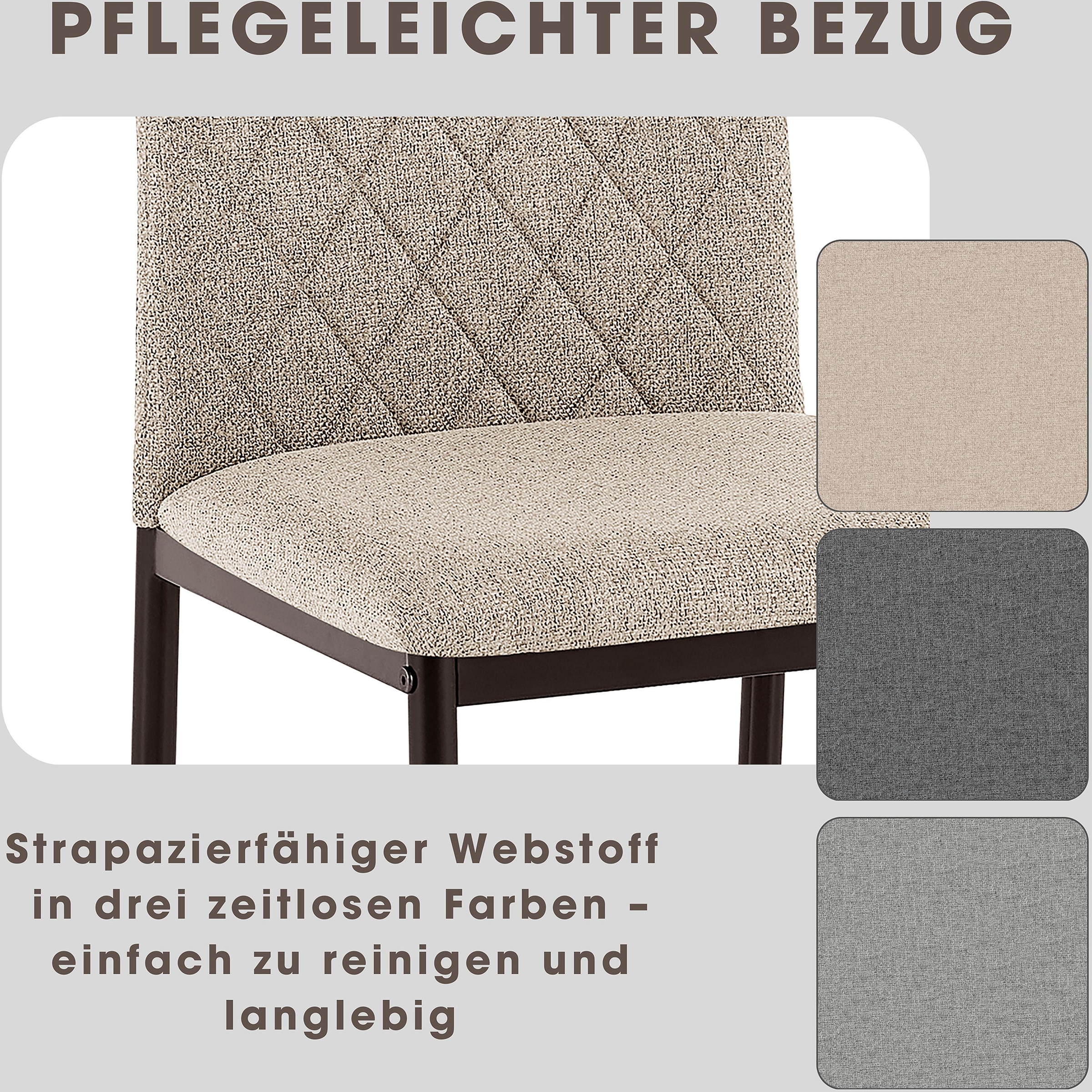 OTTO home Esszimmerstuhl »Rom« (Set) 2 Stk.bequemer Stuhl mit hochwertigem Stoffbezug und Griff im Rücken