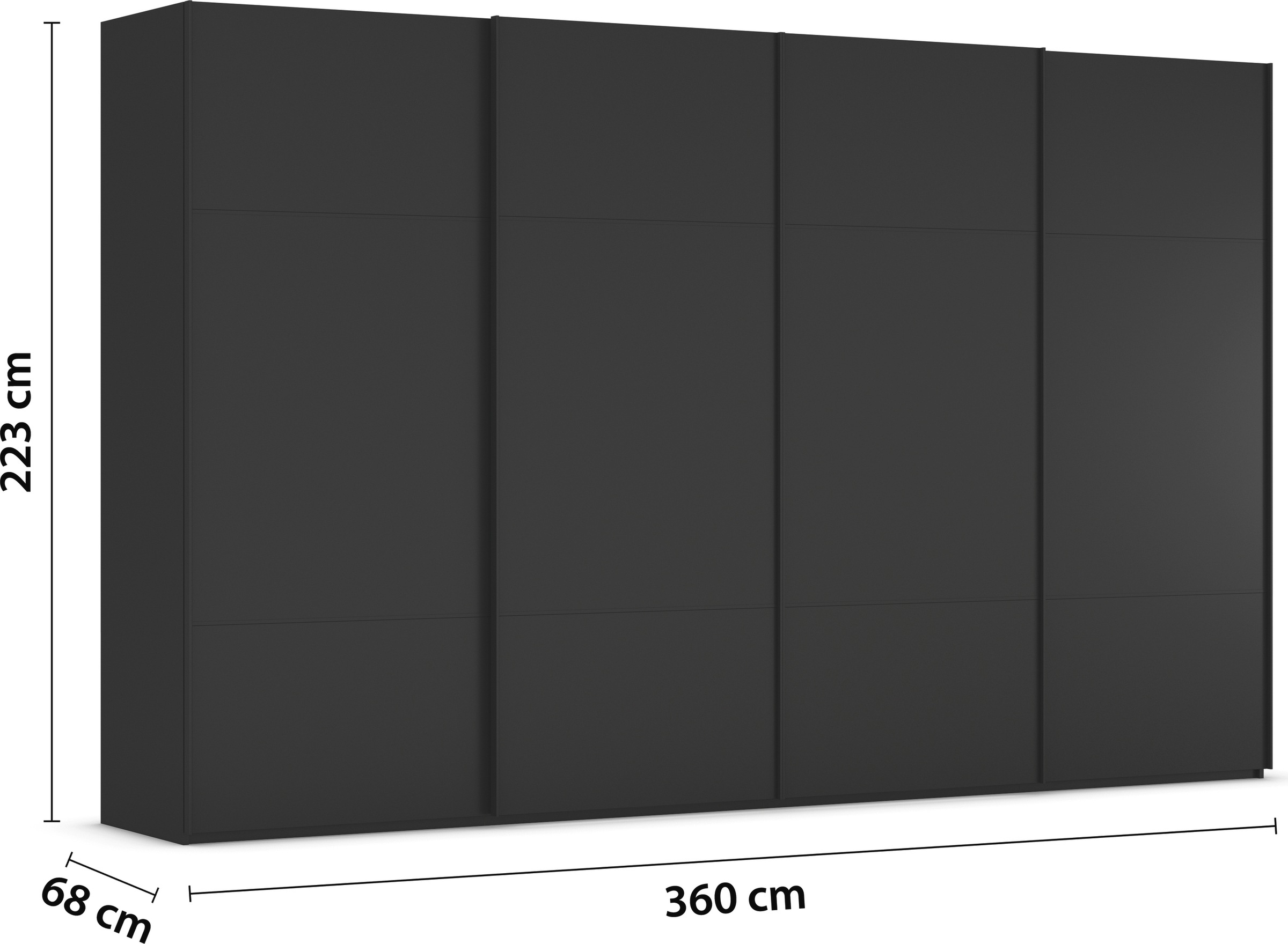 rauch Schwebetürenschrank »Kleiderschrank Schrank Garderobe Schlafzimmerschrank SCALE-TRIO«, edle dreigeteilte Front, 2 Zierleisten in Griff-Farbe MADE IN GERMANY