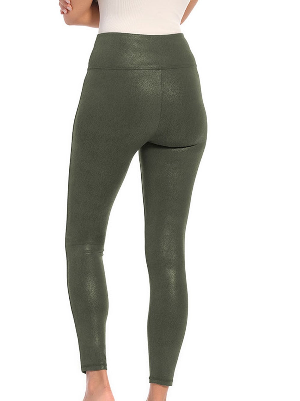 MAGIC Bodyfashion Leggings »Leather Look Legging«, hoch tailliertes Design, keine vordere Mittelnaht