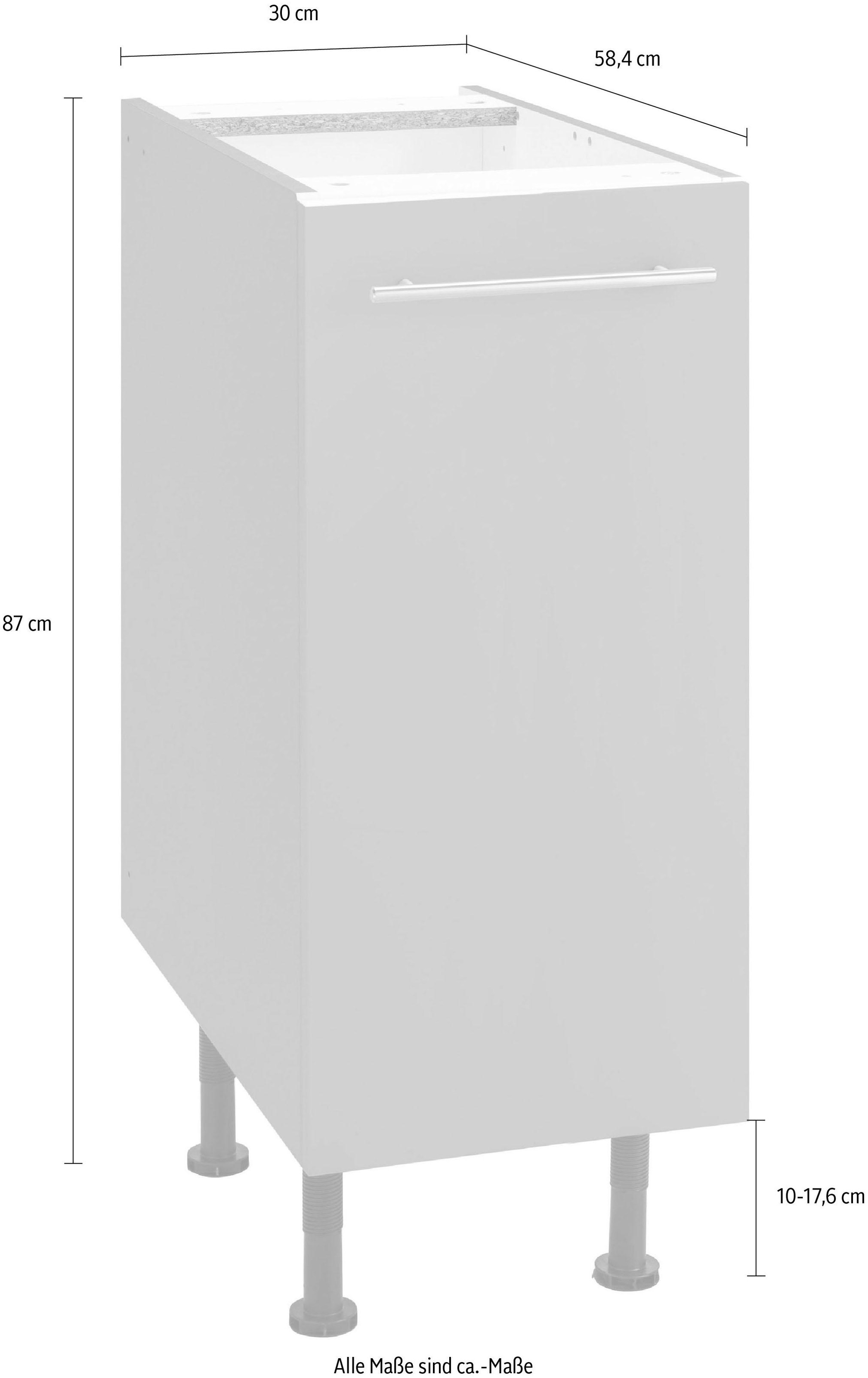 OPTIFIT Unterschrank »Bern«, 30 cm breit, mit 1 Tür mit höhenverstellbaren Füßen, mit Metallgriff