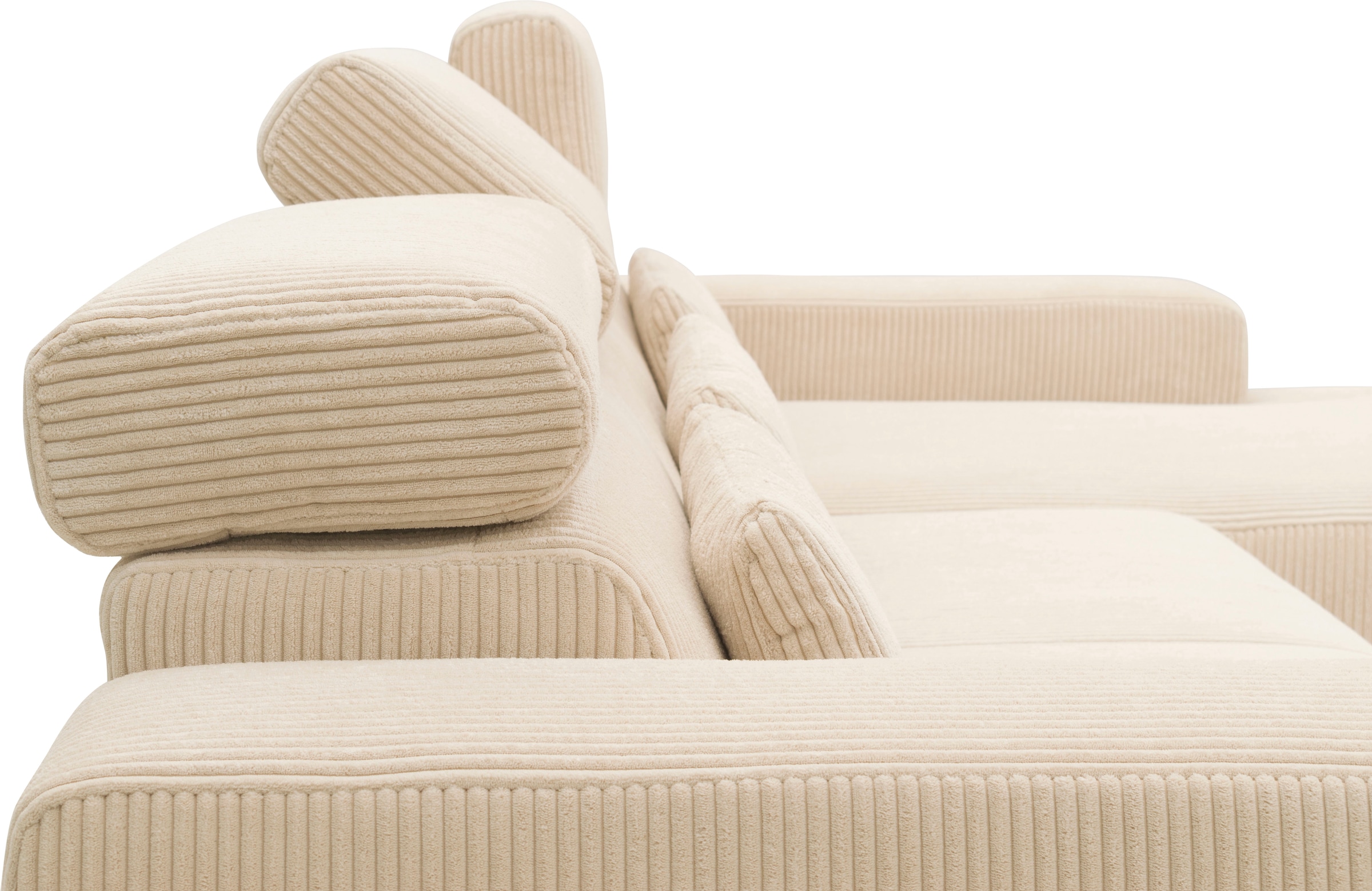 DOMO collection Ecksofa »Brandon B/T/H: 289/177/80 cm, belastbar bis 140kg/ Sitz, auch in Cord«, mit Kopfteilverstellung, wahlweise Sitztiefenverstellung, L-Form