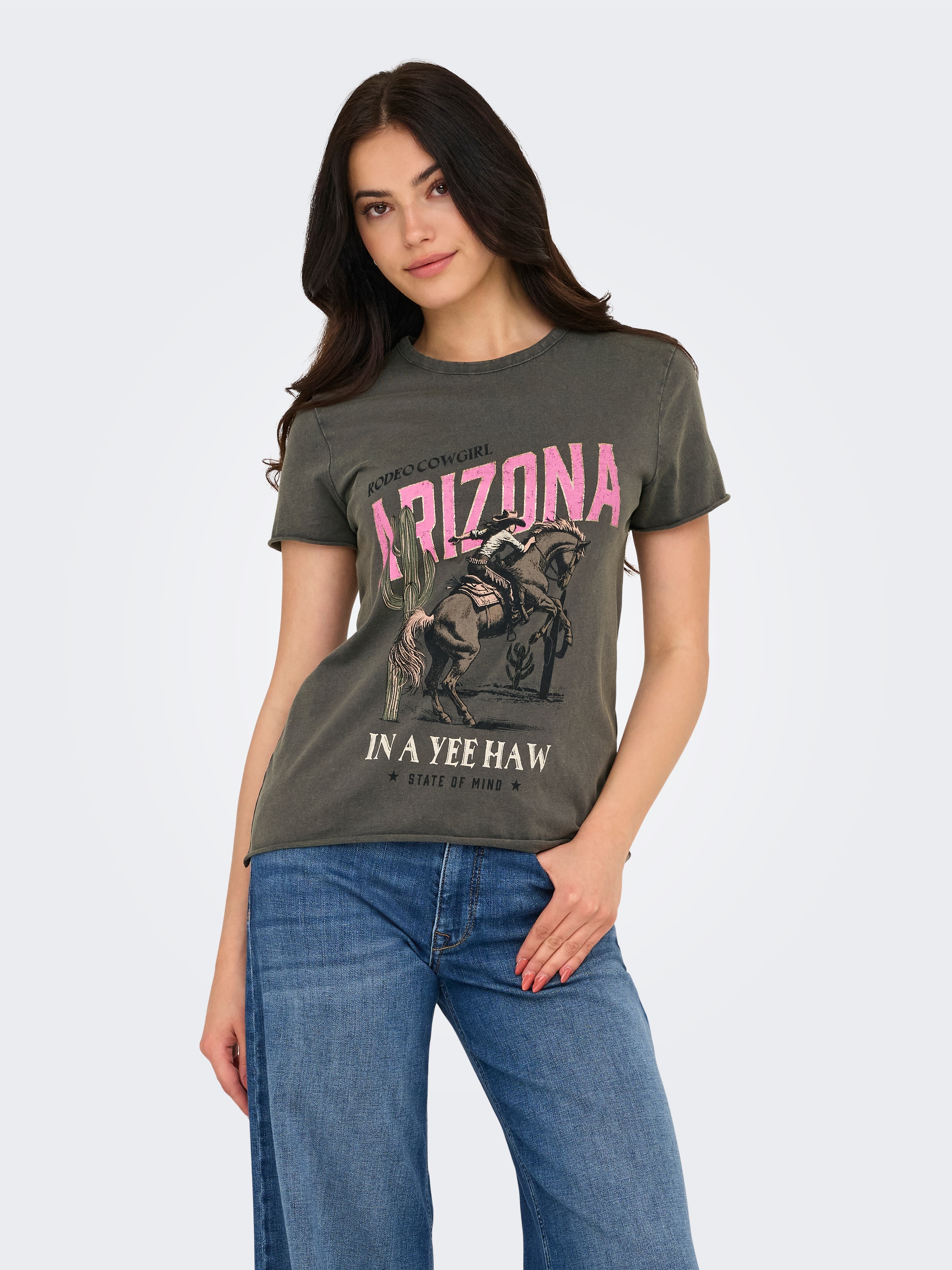 ONLY Rundhalsshirt »ONLLUCY REG S/S TOP JRS NOOS« Baumwolle, regular fit, unterschiedlich bedruckt