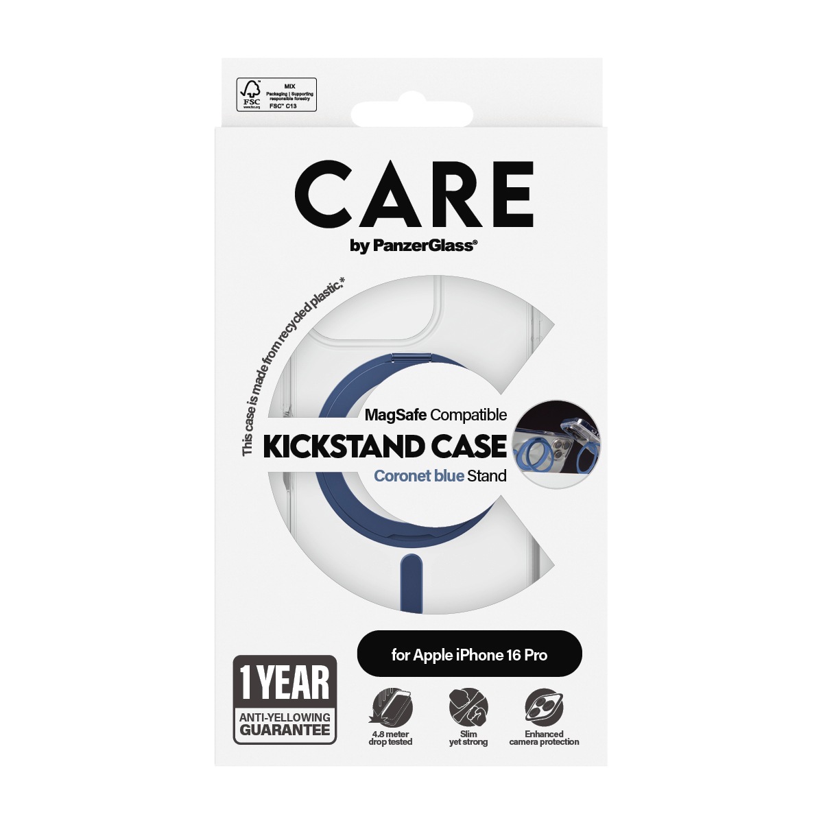 CARE by PanzerGlass Handyhülle »MagSafe Compatible Kickstand Case für iPhone 16 Pro«, iPhone 16 Pro, Backcover, Schutzhülle, Handyschutzhülle, Case, Schutzcase, stoßfest