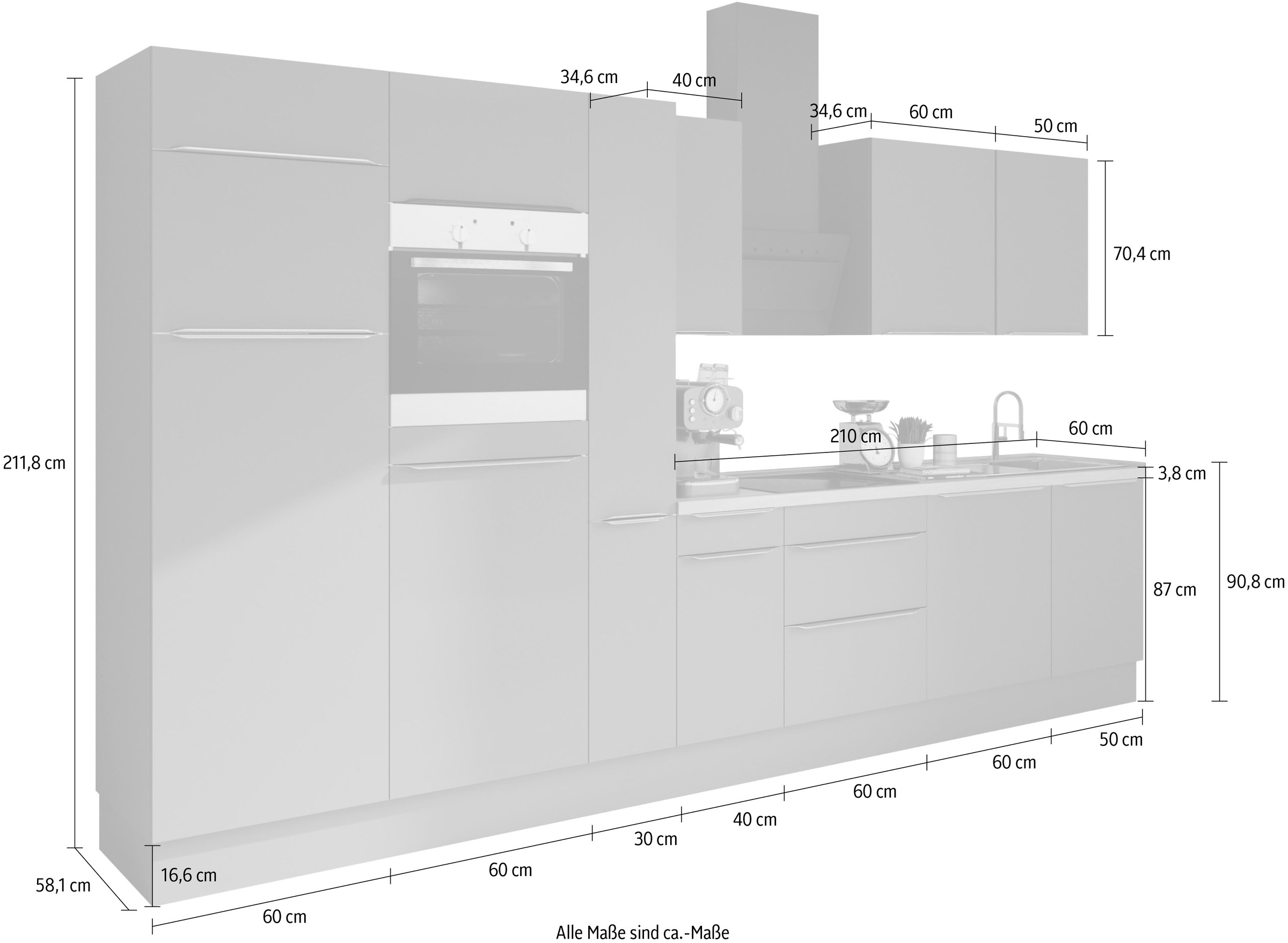 OPTIFIT Küchenzeile »Aken«, Raten 360 kaufen cm ohne Breite auf E-Geräte